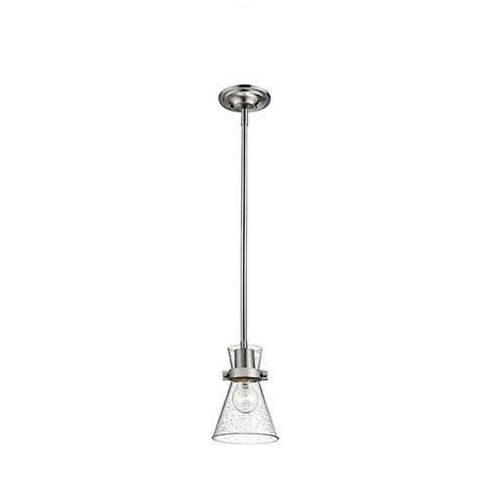 Layton Brushed Nickel Seeded Glass Indoor/Outdoor Pendant Light