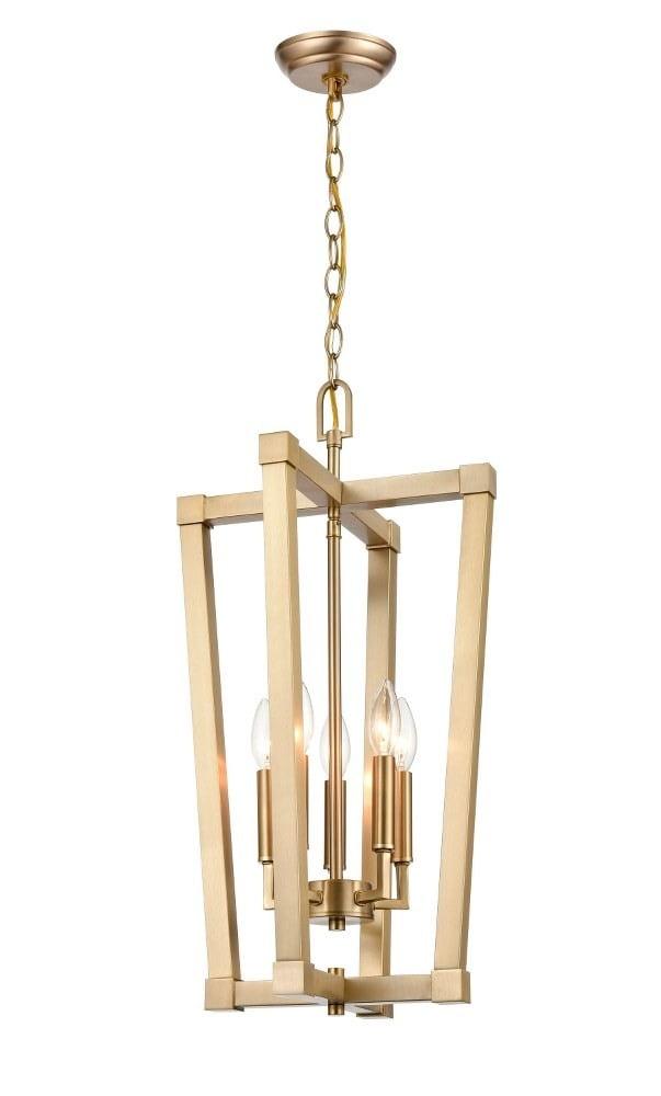 Elegant Modern Gold 5-Light Island Pendant, 25" Height