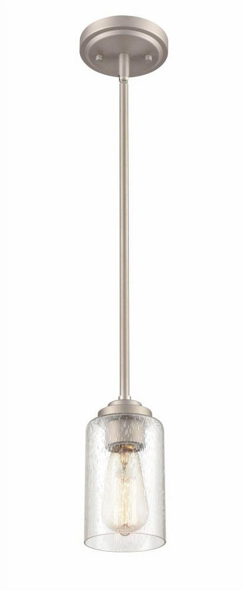 Satin Nickel Glass Mini Pendant Light, 7.25" Height