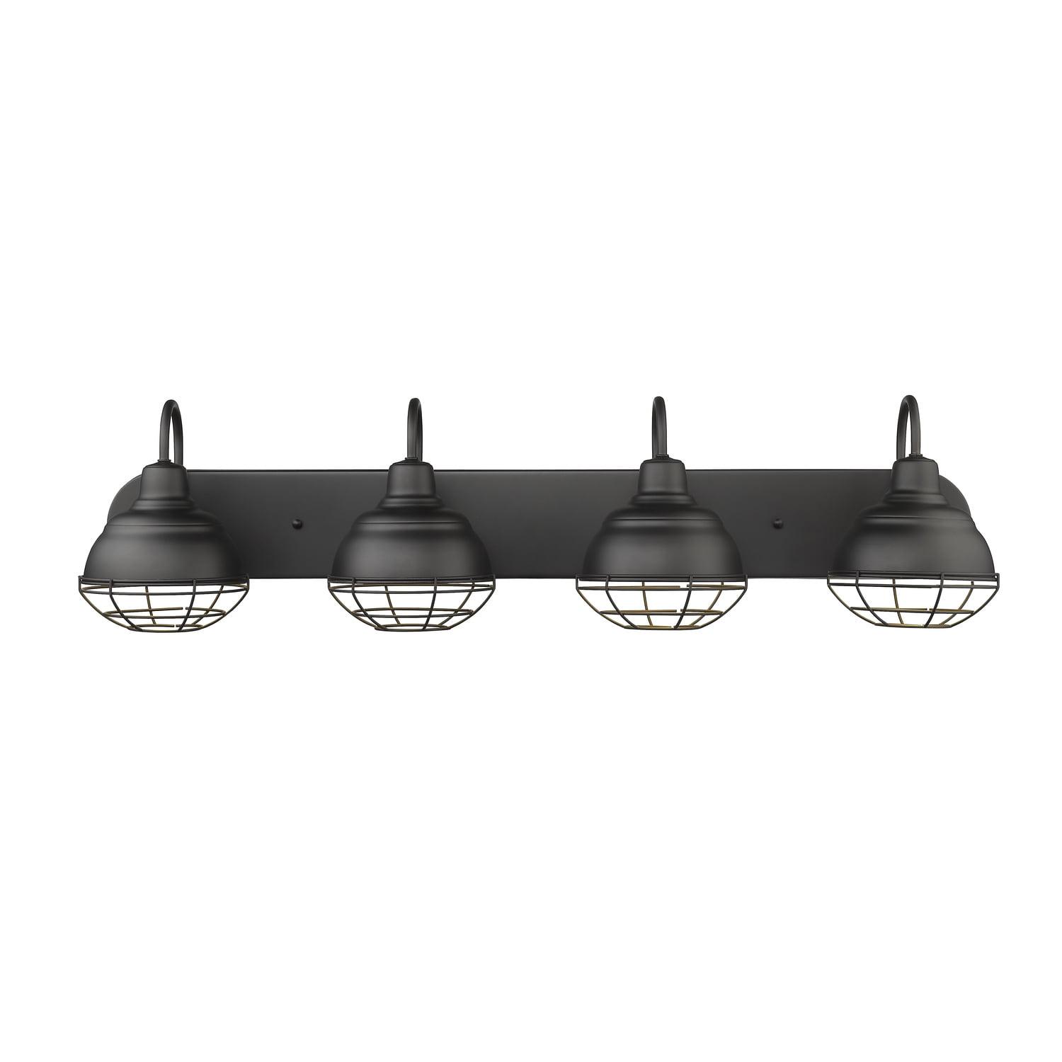 Matte Black Neo-Industrial 4-Light Vanity Fixture