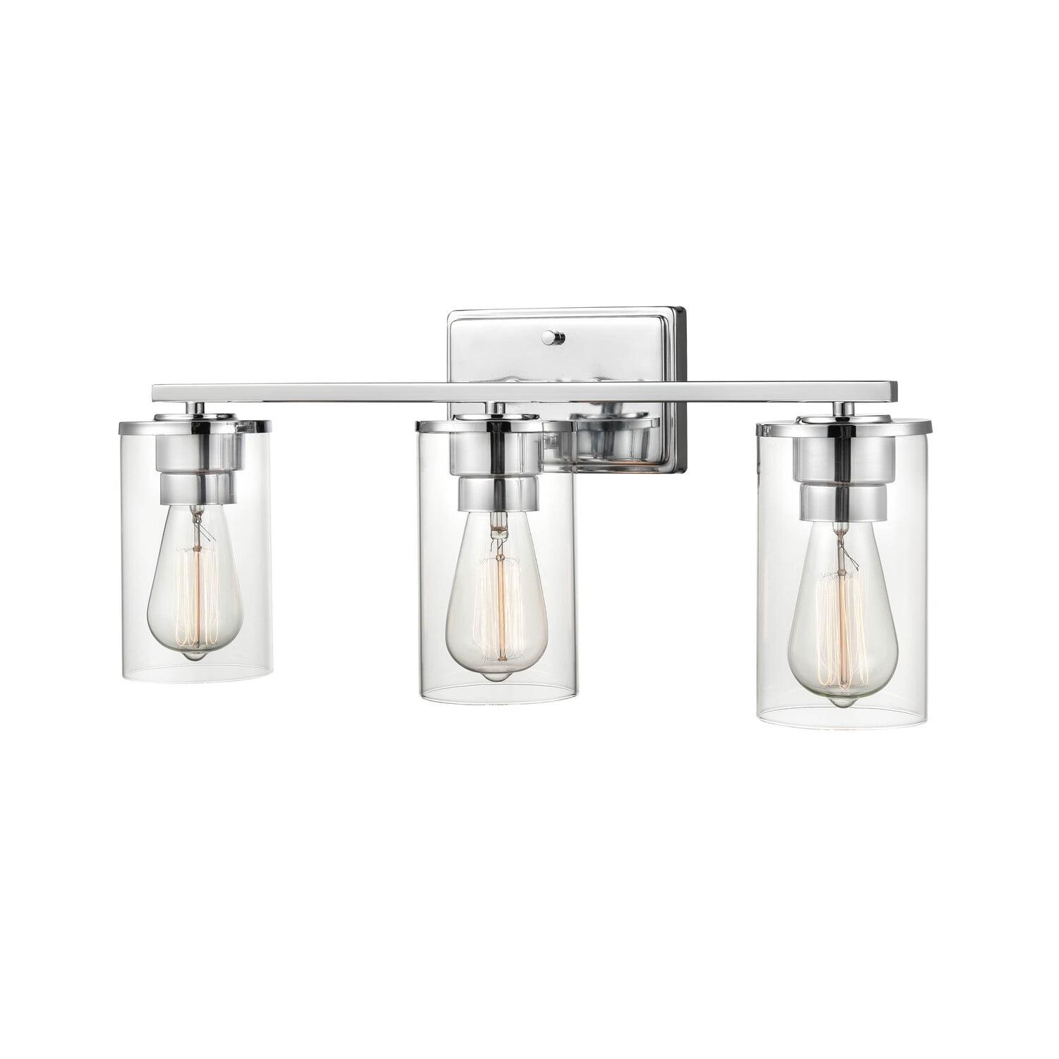 Verlana Chrome Cylinder 3-Light Outdoor Vanity Fixture