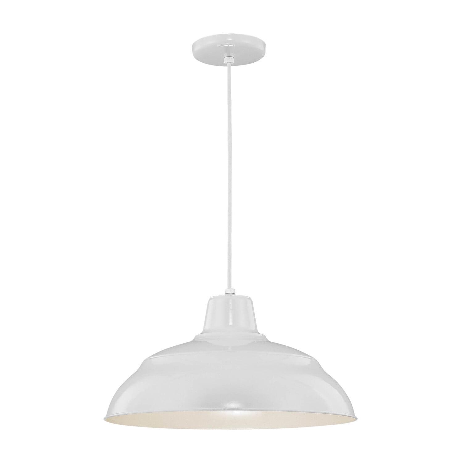 Polished Nickel 17" White Indoor/Outdoor Pendant Light