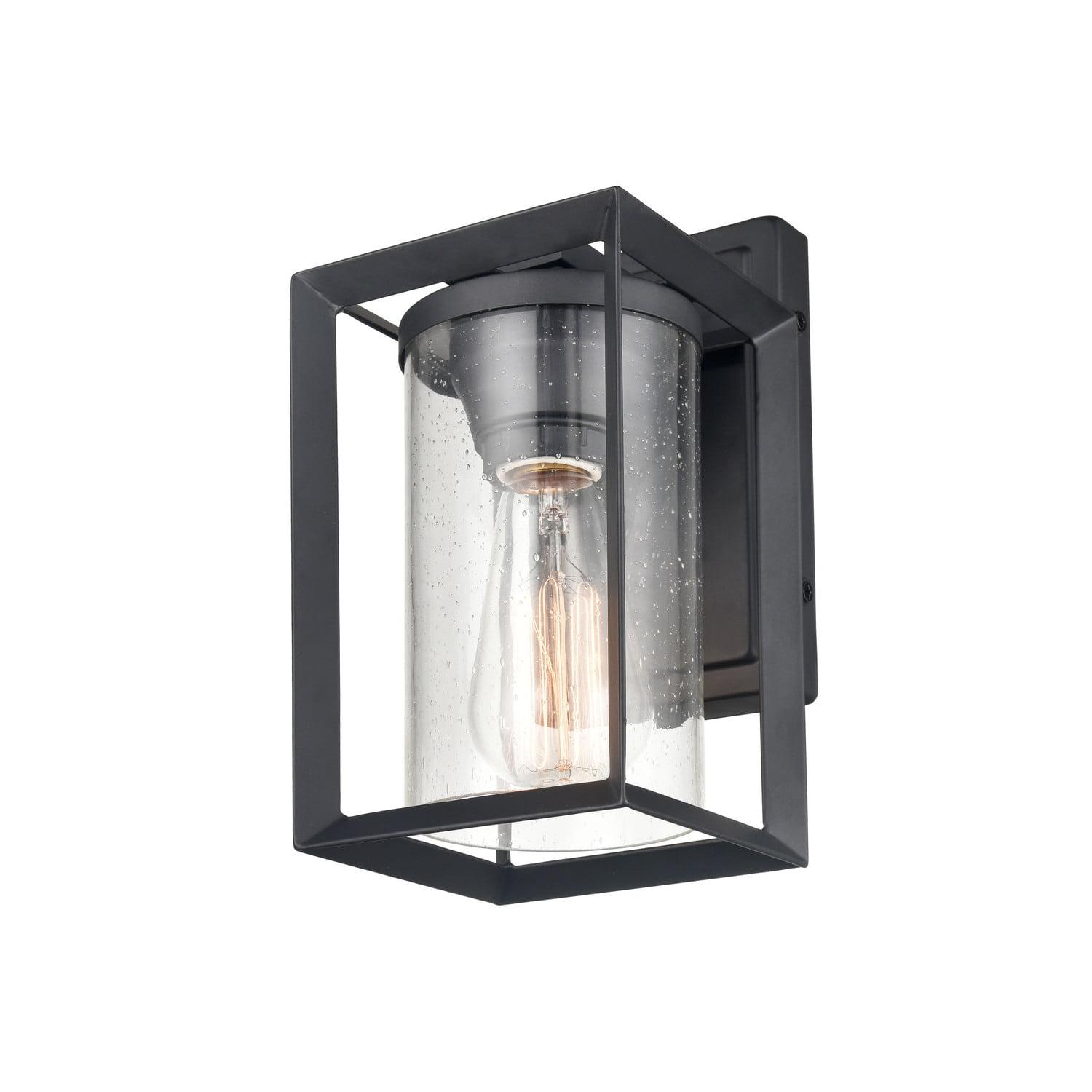 Wheatland 10'' Black Outdoor Wall Lantern with Clear Seeded Glass