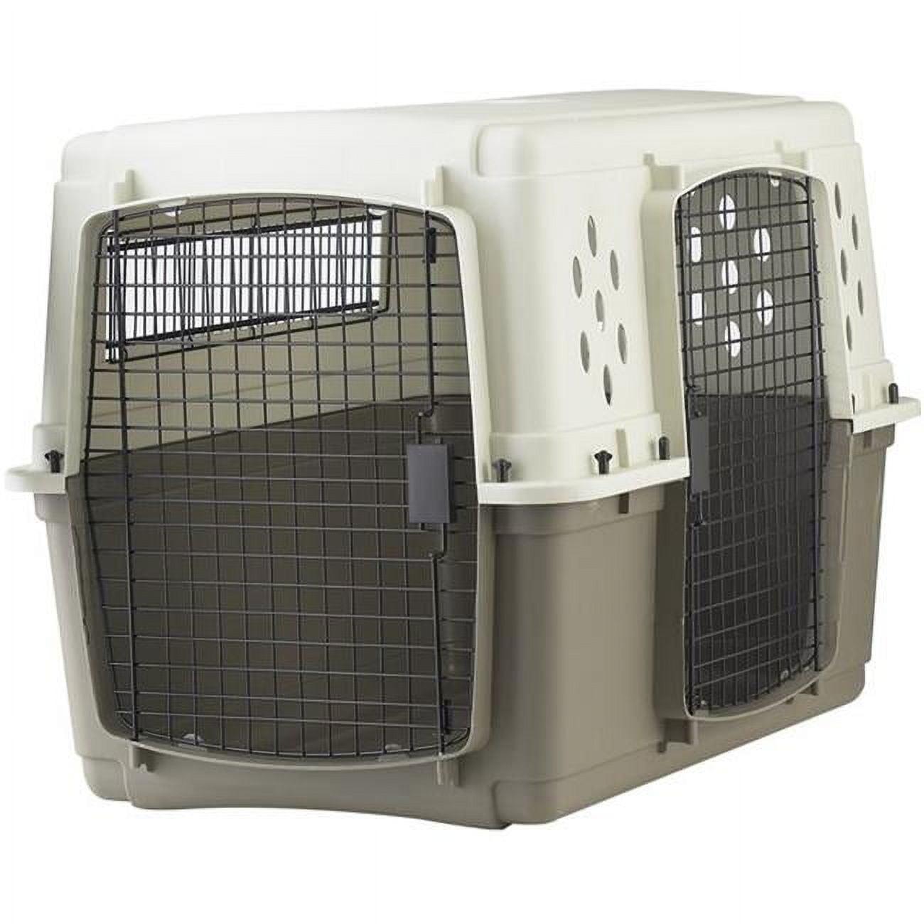 Large White and Taupe Plastic Airline Approved Pet Crate