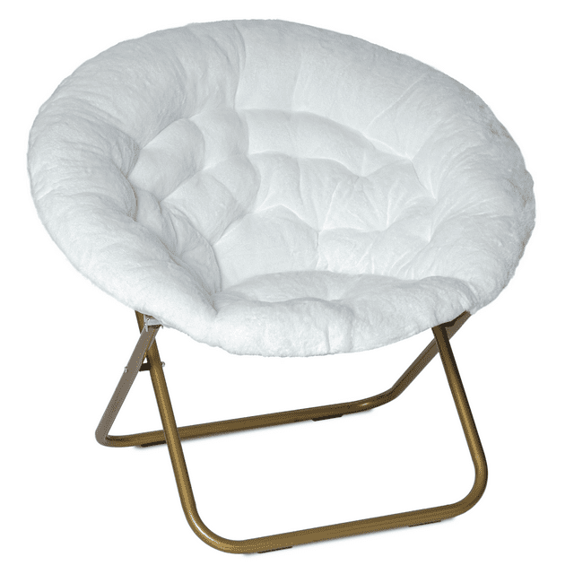 Everly Quinn Faux Fur Saucer Chair For Bedroom