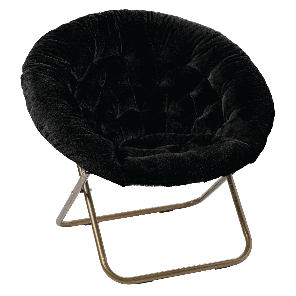 U-SHARE Cozy Chair/Faux Fur Saucer Chair for Bedroom/X-Large (Black)