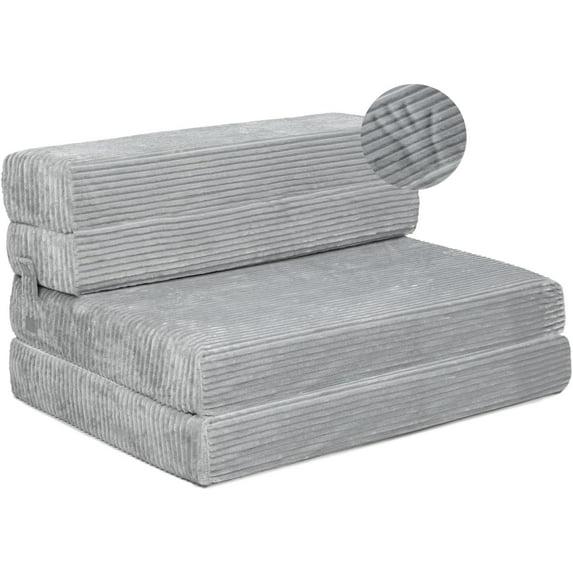 Milliard Tri Folding Sofa Mattress, Memory Foam Foldable Mattress with Ultra Soft & Washable Ribbed Fur Cover, Twin Size (75" x 38" x 6")