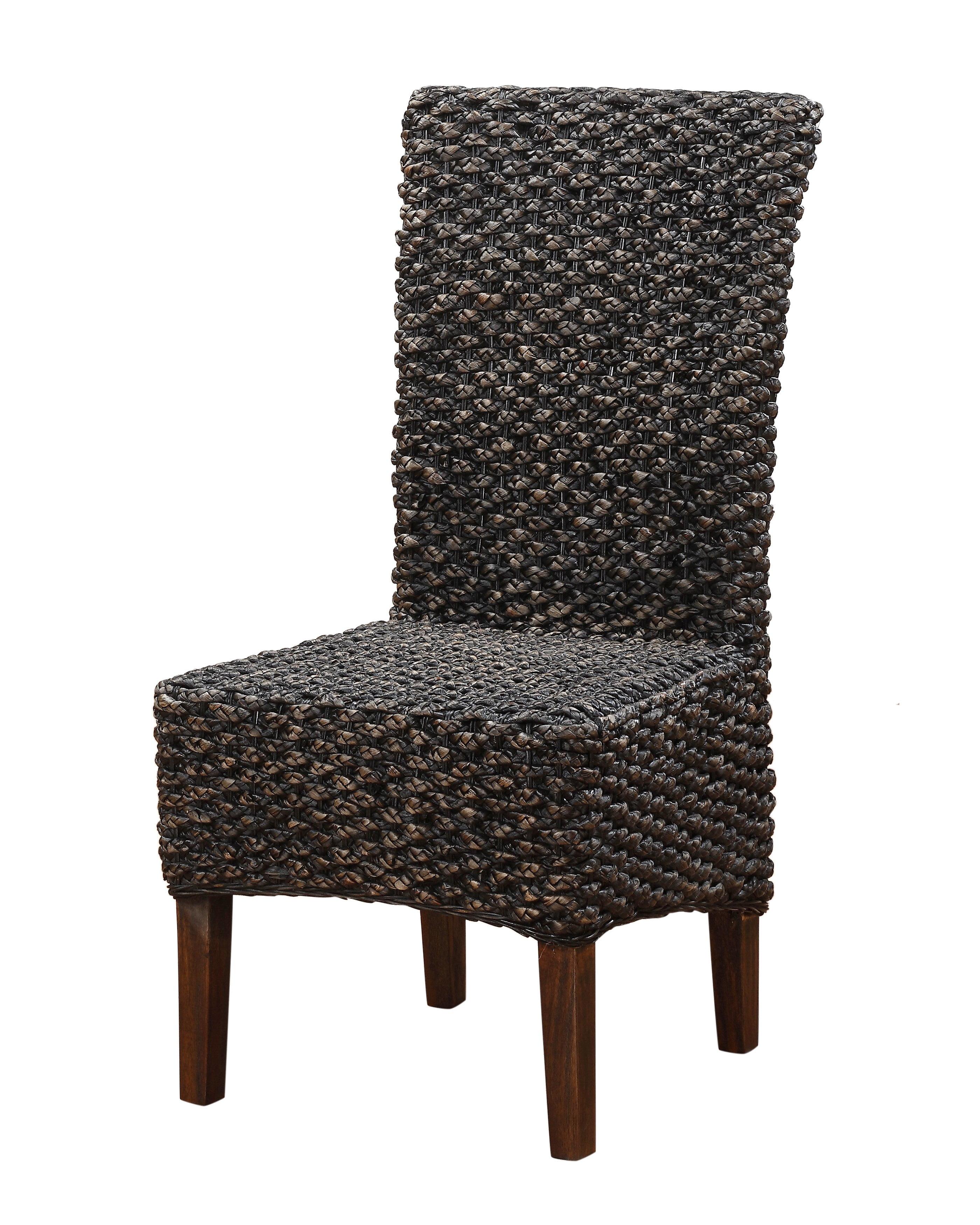 2pc Water Hyacinth Parson Chairs Natural/Black - Stylecraft