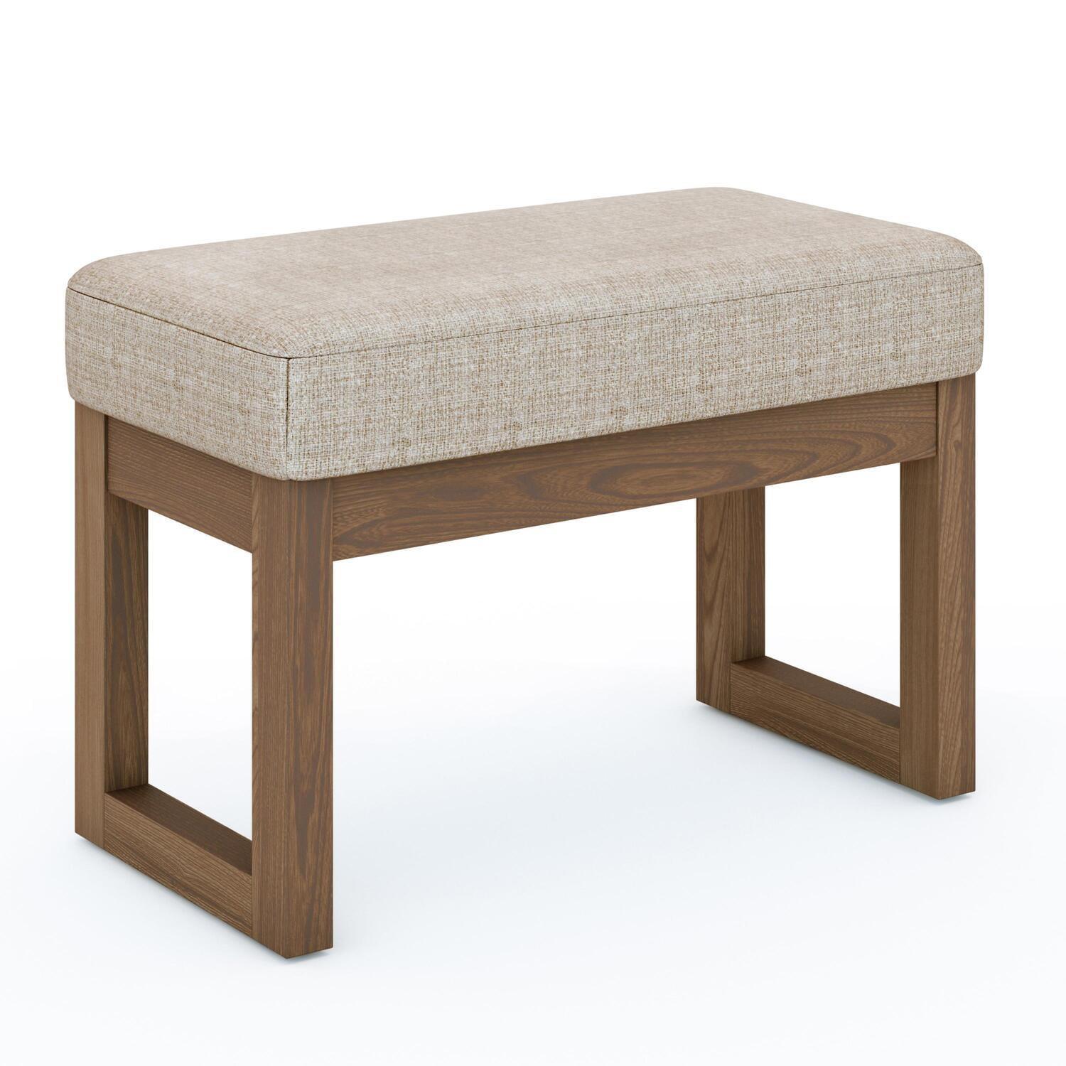 Sleek Platinum Tweed Narrow Profile Footstool Ottoman Bench