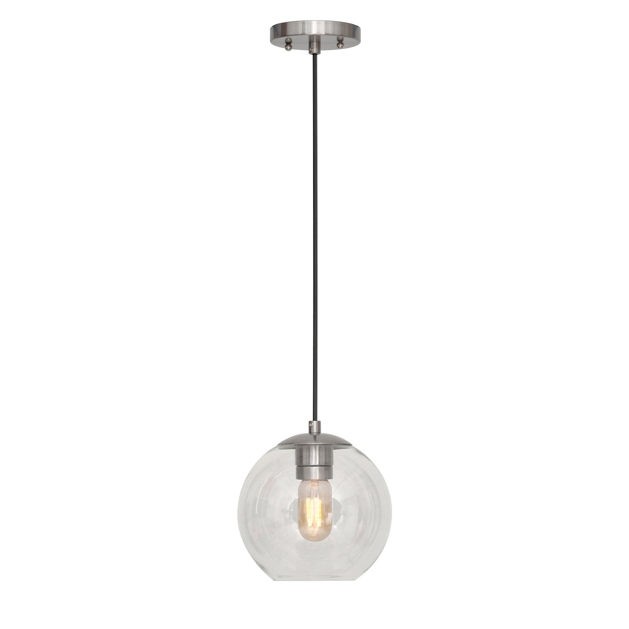 Milo 1-Light Brushed Nickel In. Glass Pendant with Clear Globe Glass - Brushed Nickel