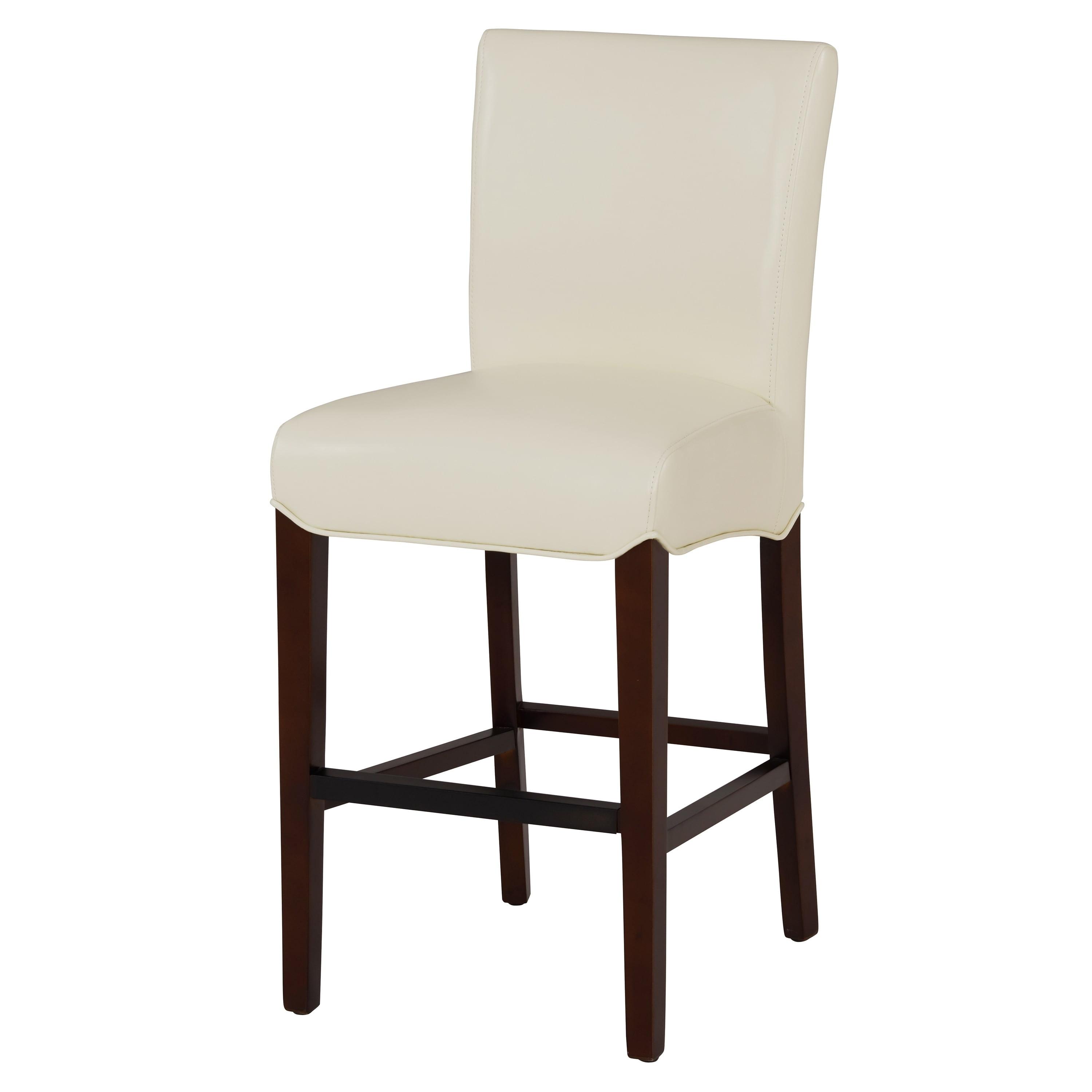 Adjustable Saddle-Style White Leather and Wood Counter Stool