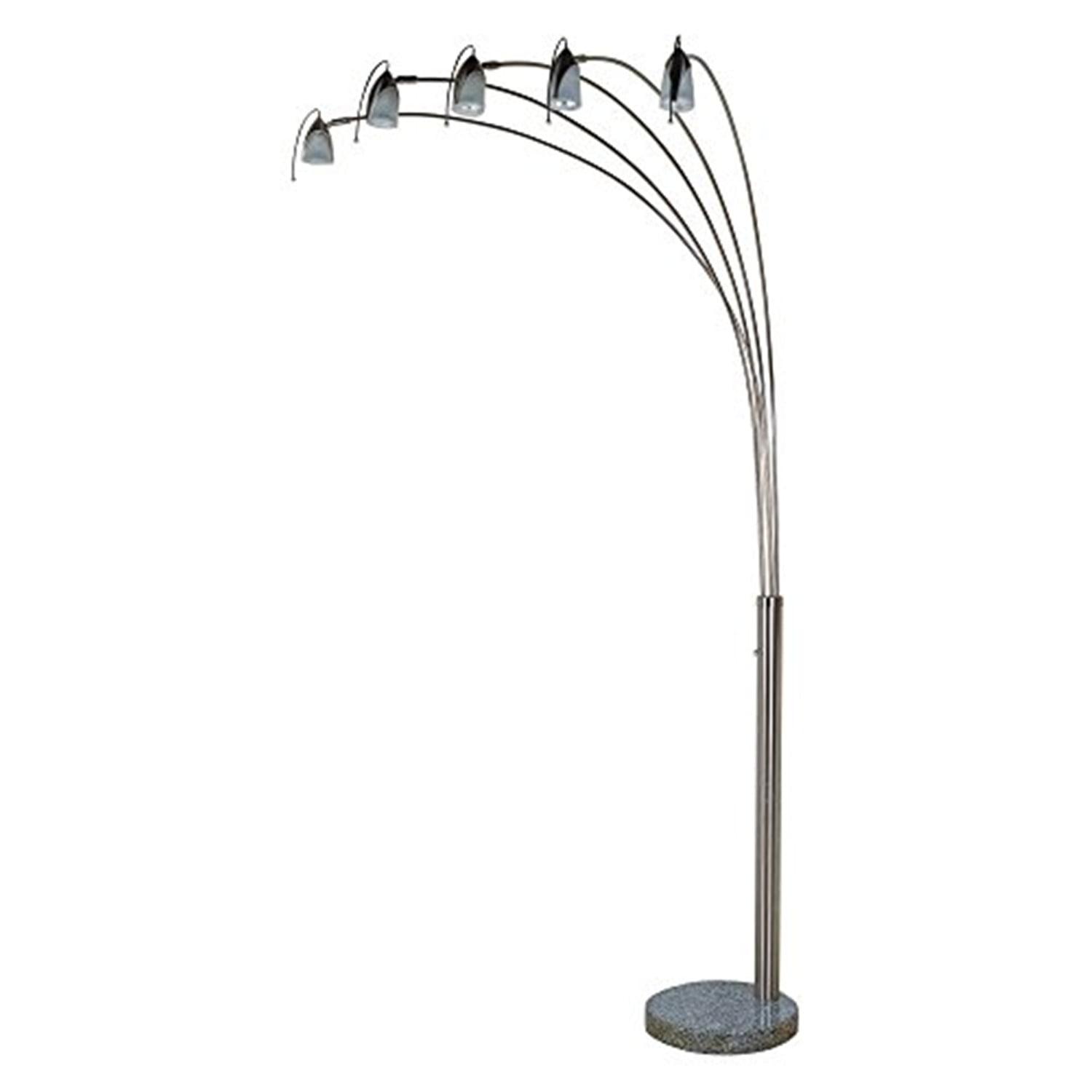 Adjustable 94" Arc Floor Lamp with Marble Base in Yellow & Gold