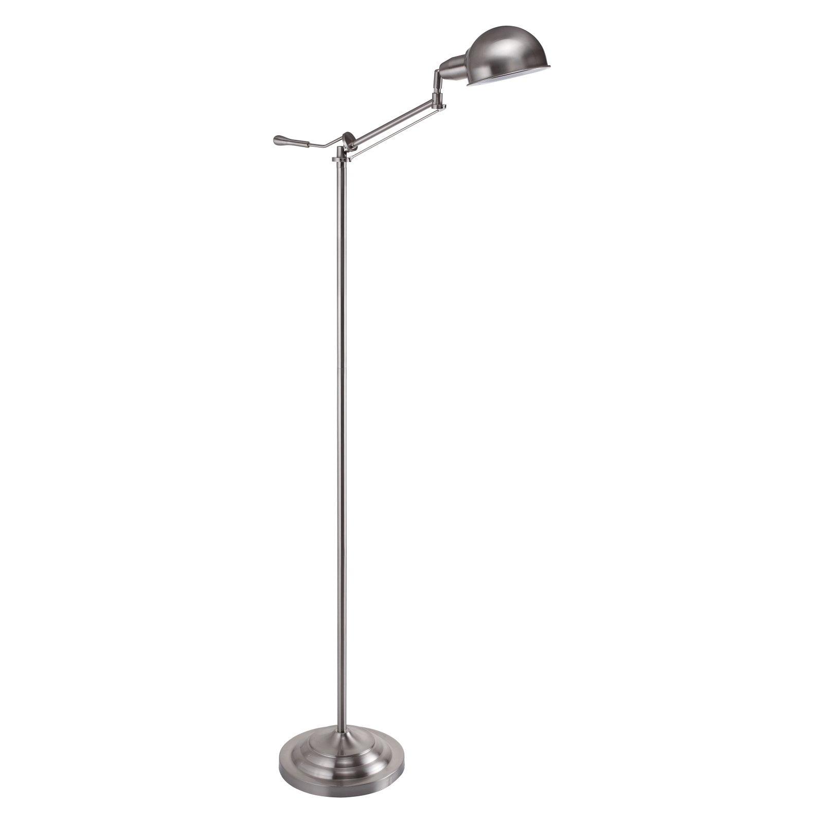 Adjustable Silver Satin Nickel Swing Arm Floor Lamp