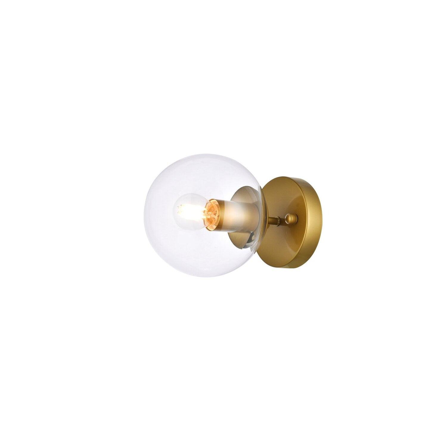 Mimi six inch dual flush mount and bath sconce in brass with clear glass