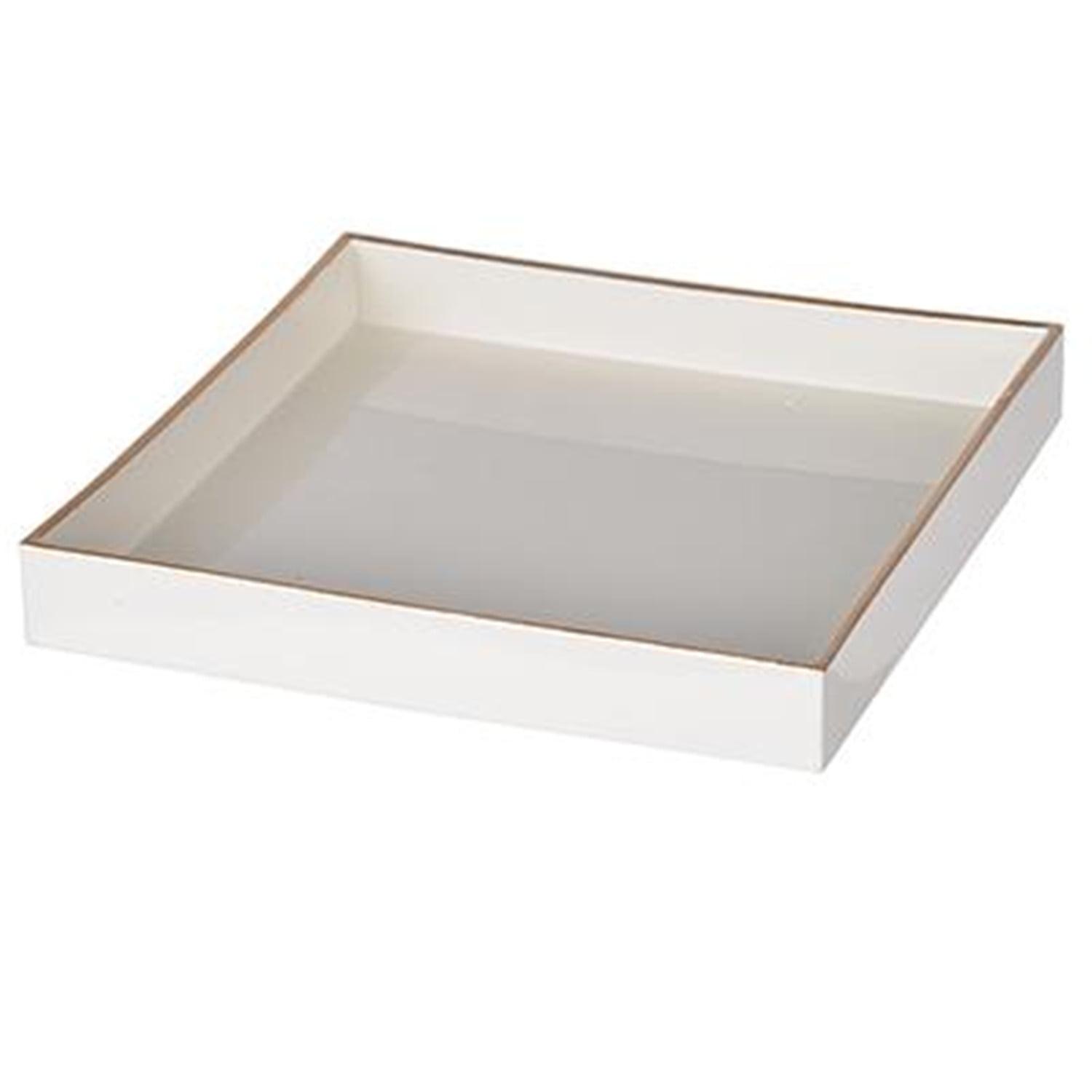 Mimosa White and Gold Square Plastic Tray