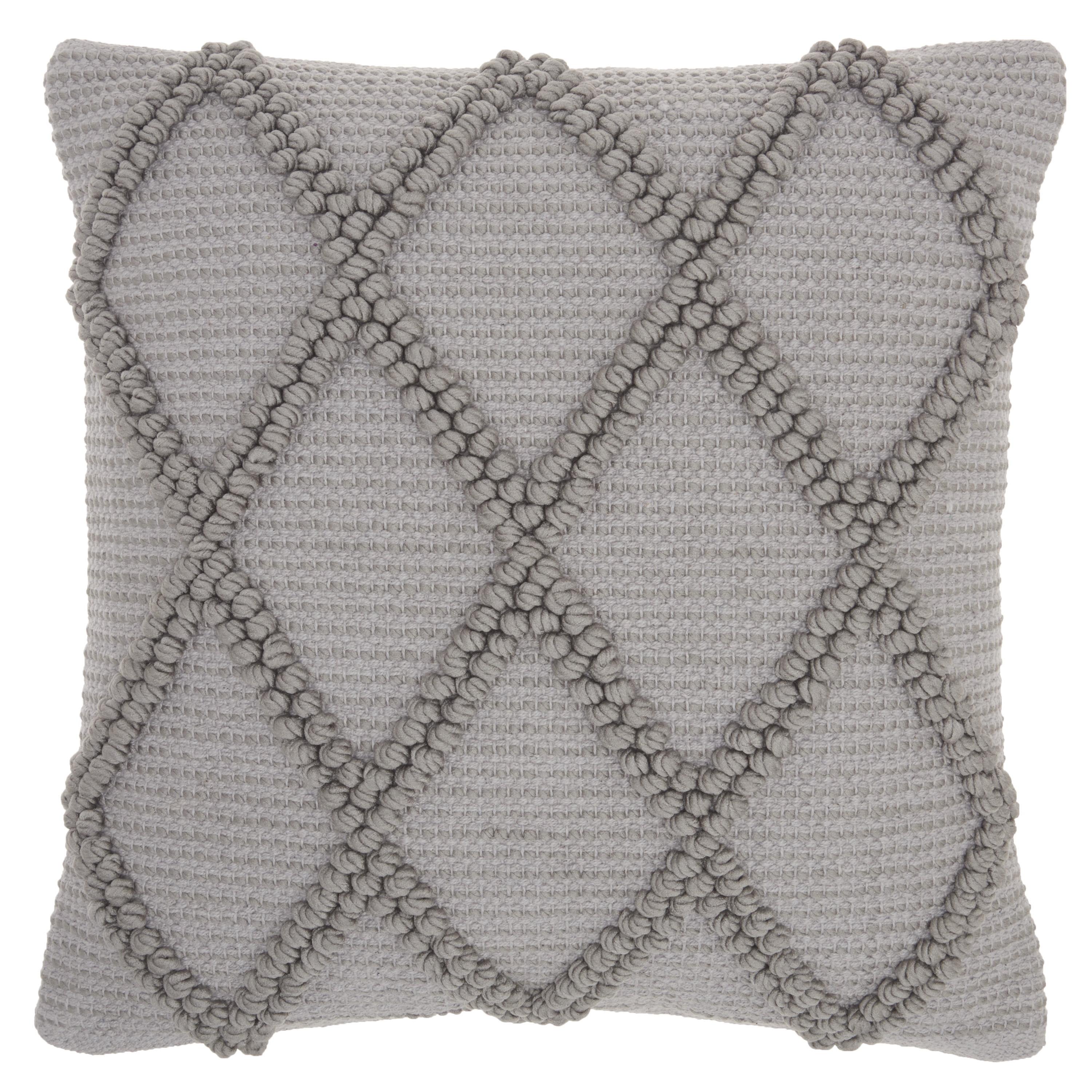 18"x18" Life Styles Diamond Lattice Square Throw Pillow Light Gray - Mina Victory: Cotton Blend, Indoor Decorative Cushion