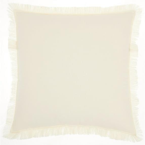Mina Victory Life Styles 18" Cotton Fringed Edges Solid Throw Pillow in Ivory