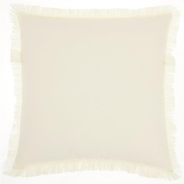 Mina Victory Life Styles 18" Cotton Fringed Edges Solid Throw Pillow in Ivory