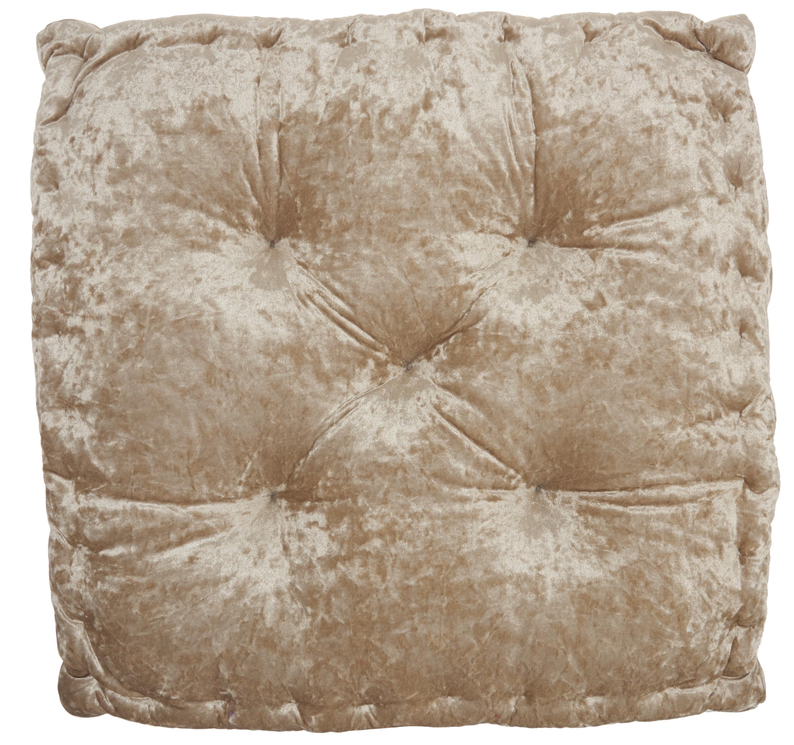 Plush Beige Tufted Square Floor Cushion Set 24" x 24"