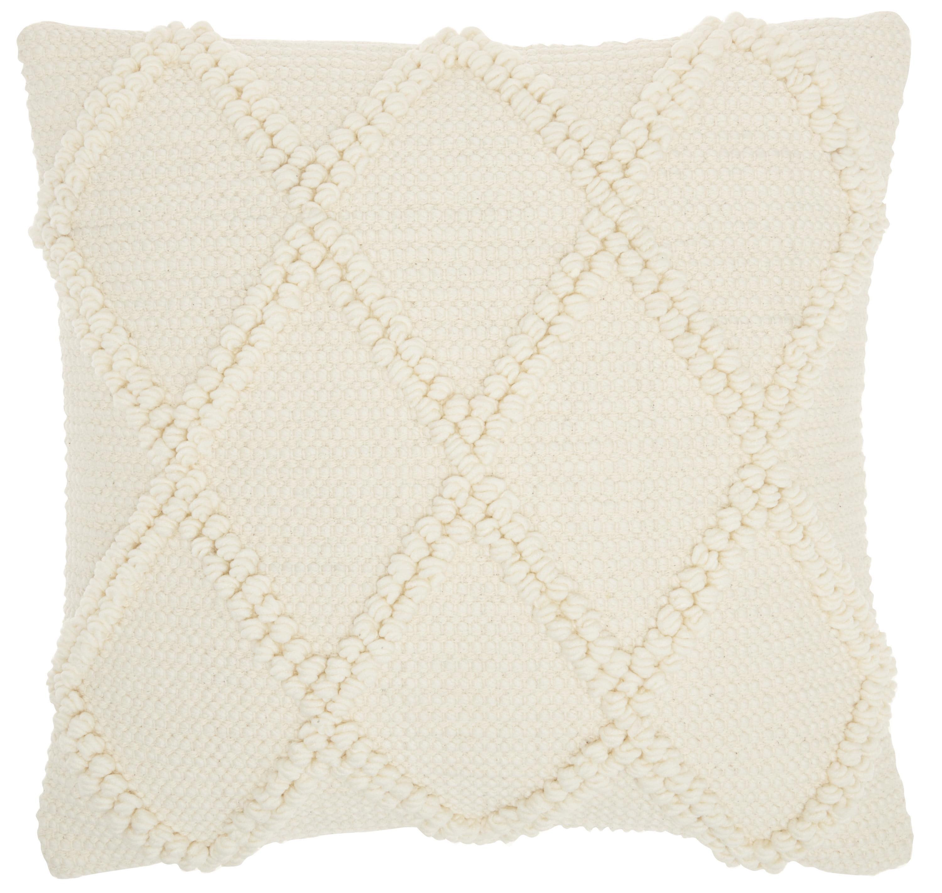 Ivory Diamond Lattice 18" Square Cotton Throw Pillow