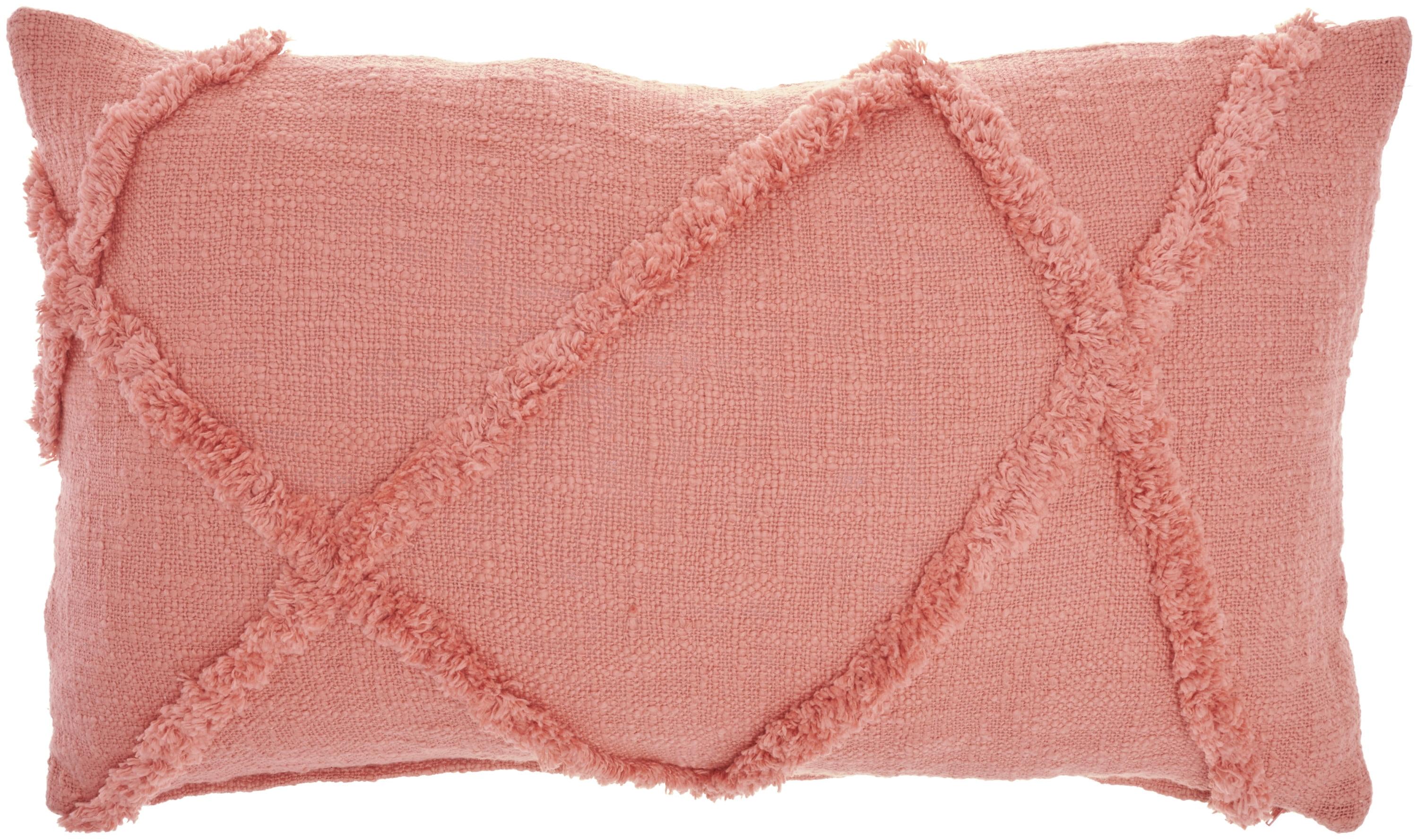 Mina Victory Life Styles Distressed Diamond 14" x 24" Coral Throw Pillow