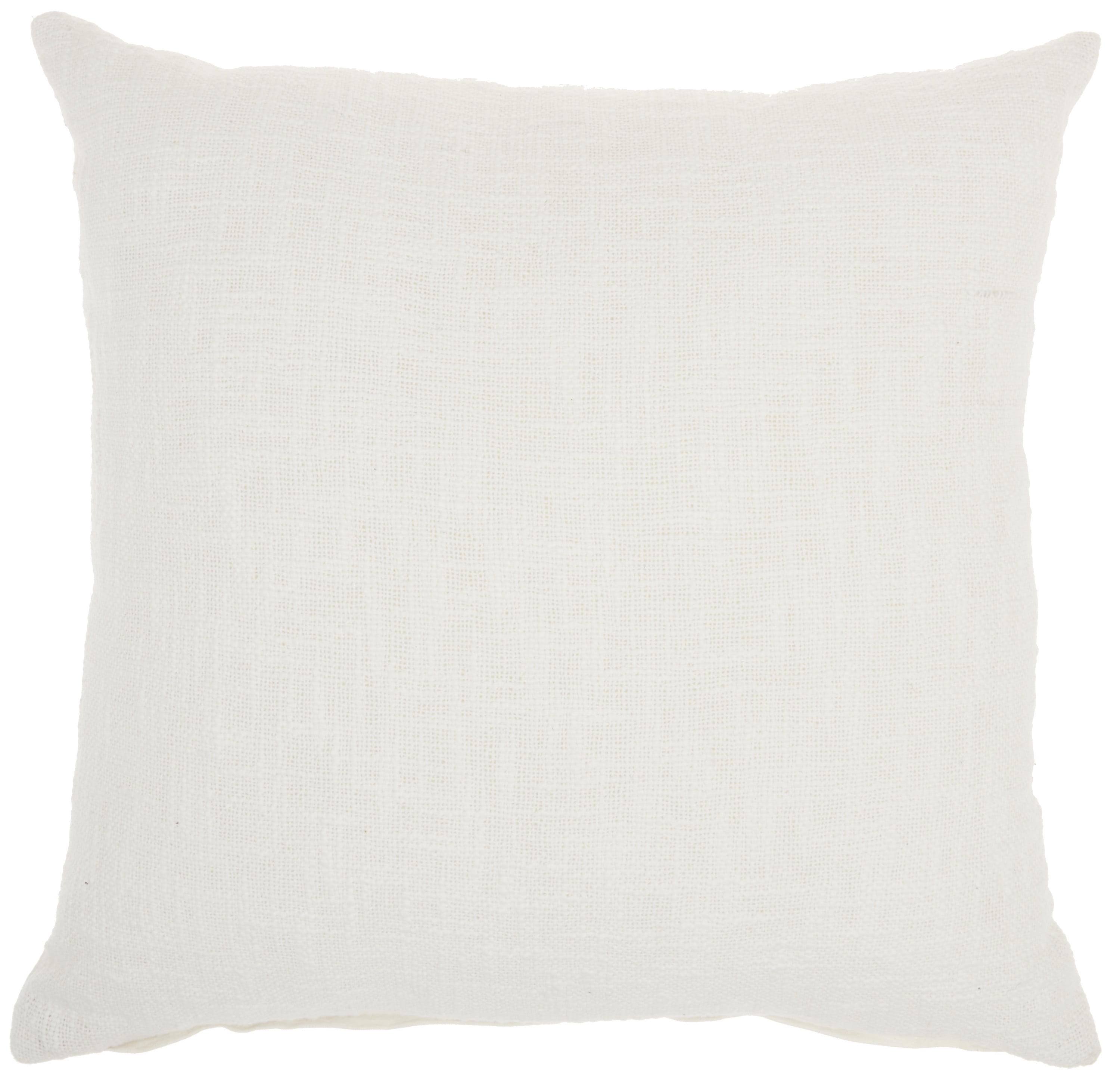 Classic White Woven Cotton 18" Square Throw Pillow