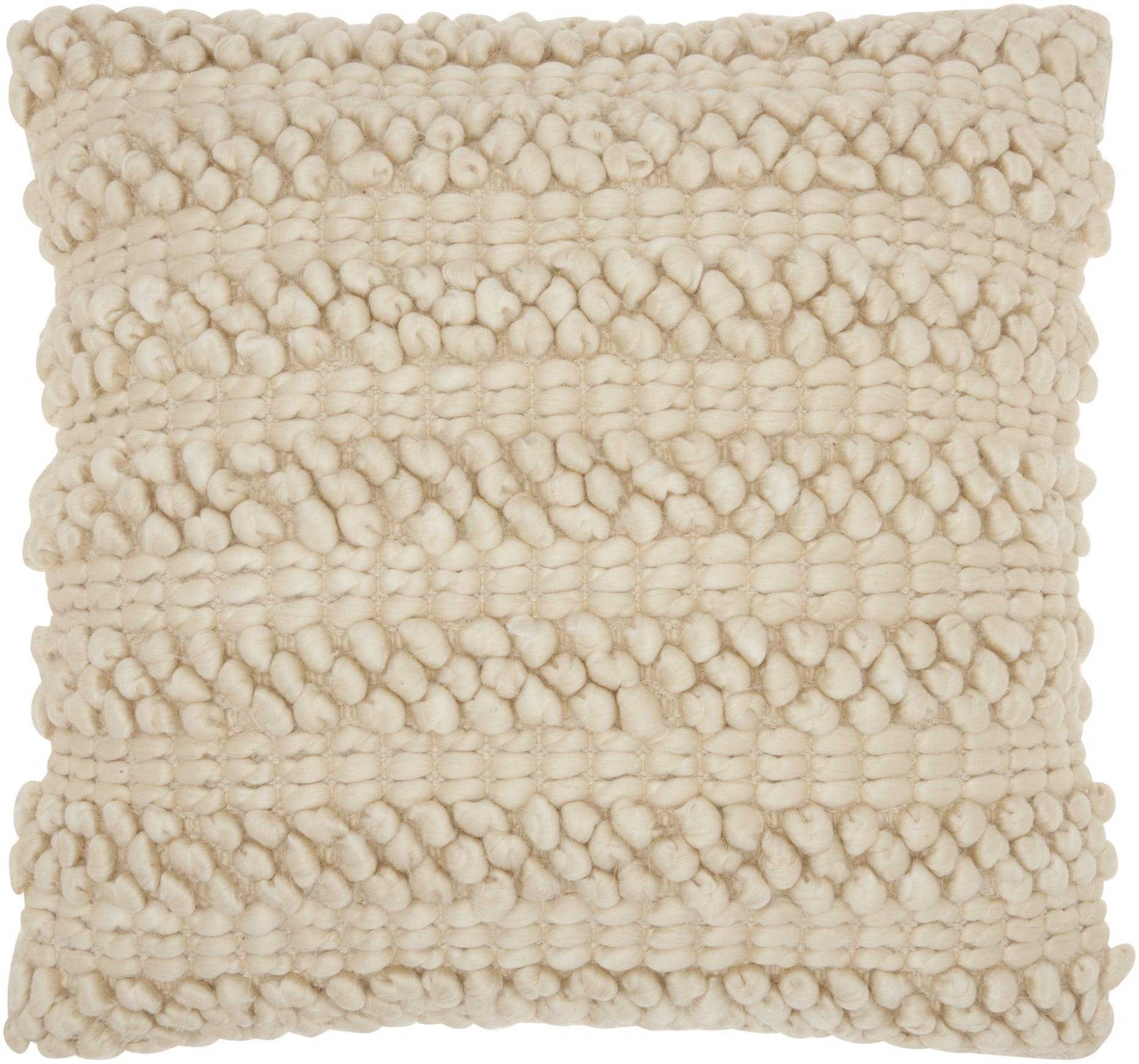 Beige Woven Striped Square Throw Pillow 20" x 20"