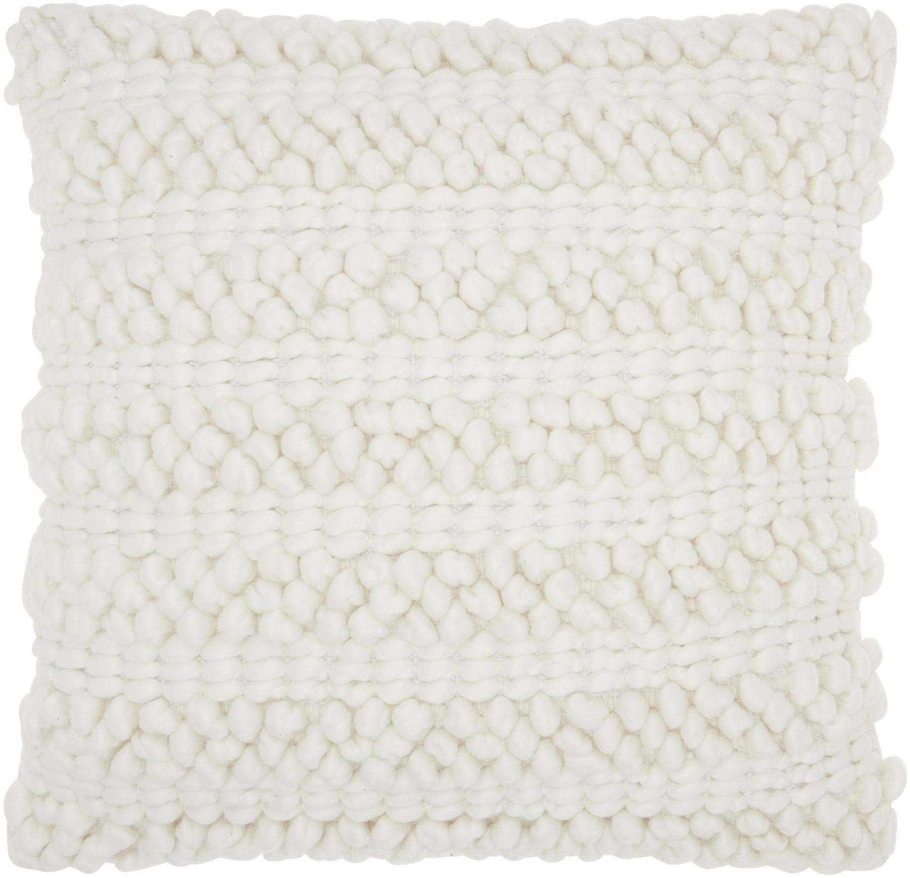 Woven Stripes Kids Square Throw Pillow 20" in White Cotton