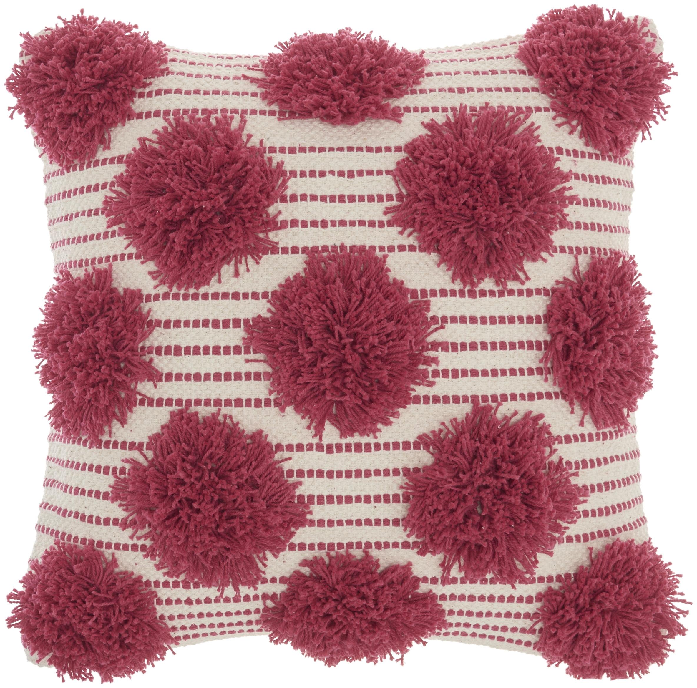 Pom-poms Cotton Reversible Throw Pillow