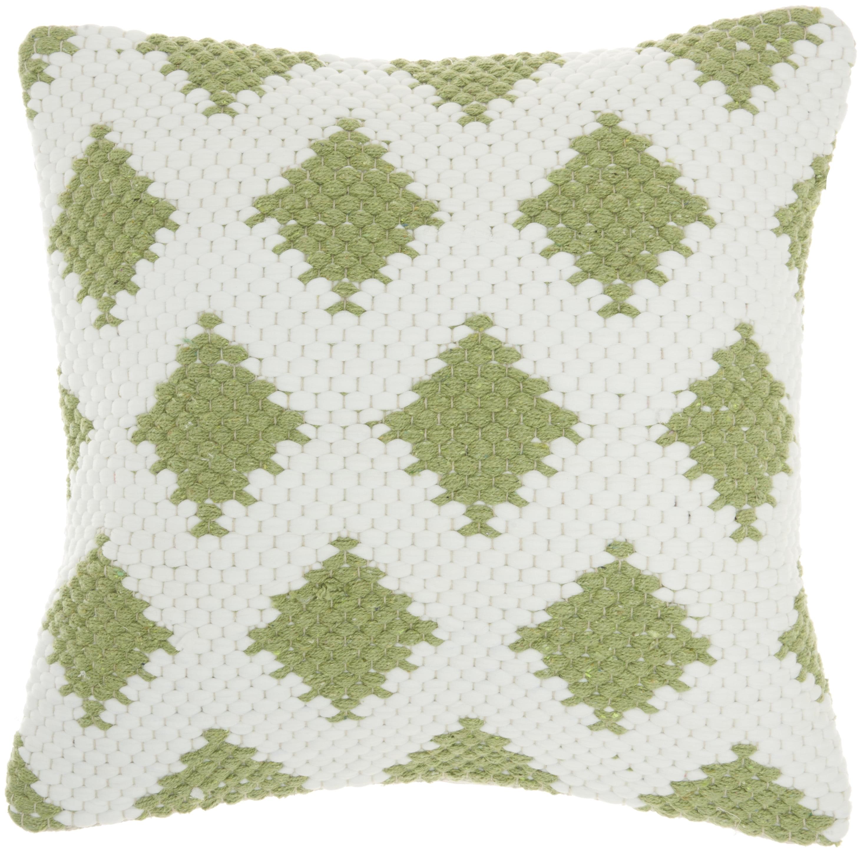 Mina Victory Life Styles Woven Diamonds Cotton Throw Pillow in Sage Green