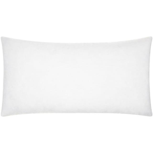 14"x26" Oversized Hyper Duck Down Feather Lumbar Throw Pillow White - Mina Victory: Cotton Cover, Indoor Use, Knife Edge