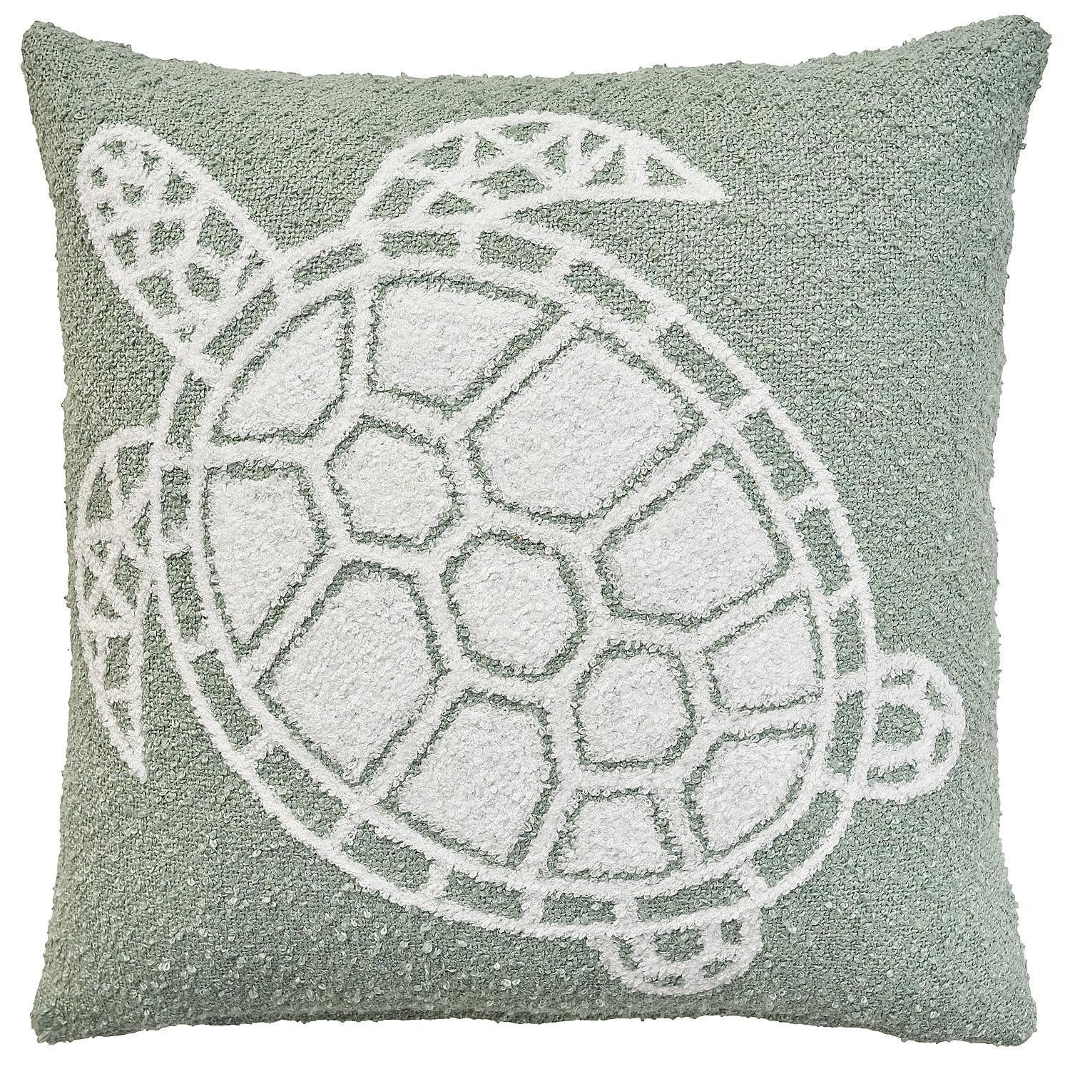 Mina Victory Towel Embroidered Sea Turtle 18" x 18" Indoor Outdoor Throw Pillow