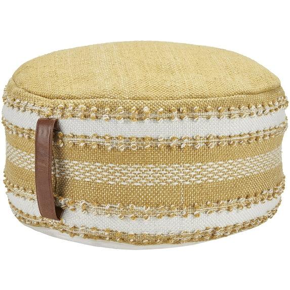 Mina Victory  Woven Stripes & Dots 20" x 20" x 12" Yellow Outdoor Poufs