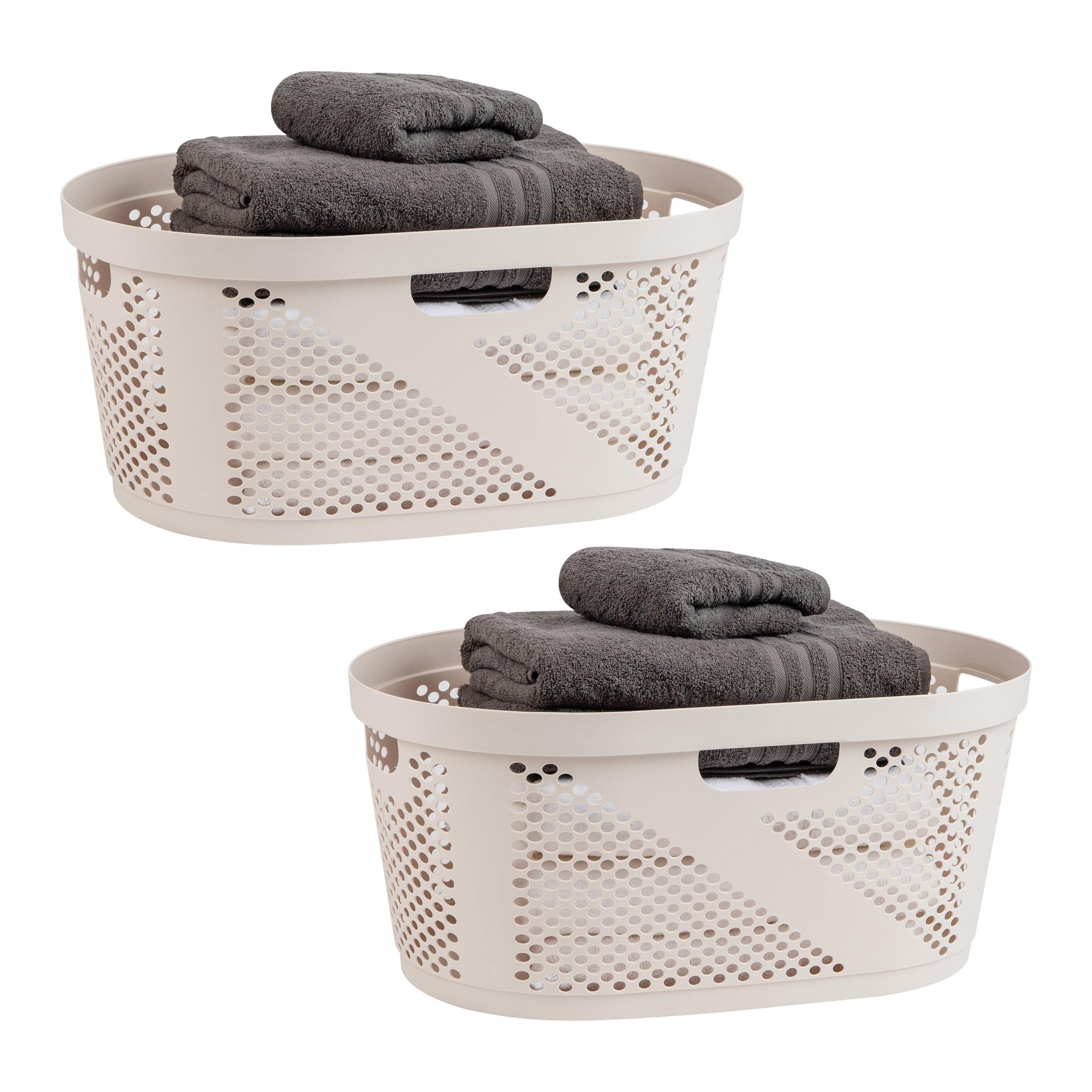 Ivory Plastic Ventilated Laundry Hampers, Set of 2