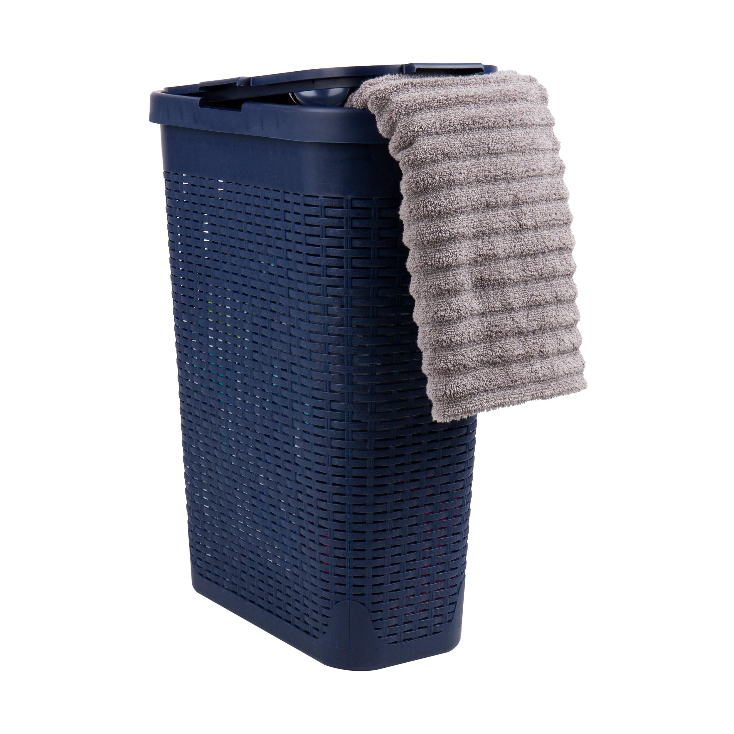 Mind Reader Mind Reader 40L Slim Laundry Hamper, Clothes Basket, Lid, Wicker Design, Plastic