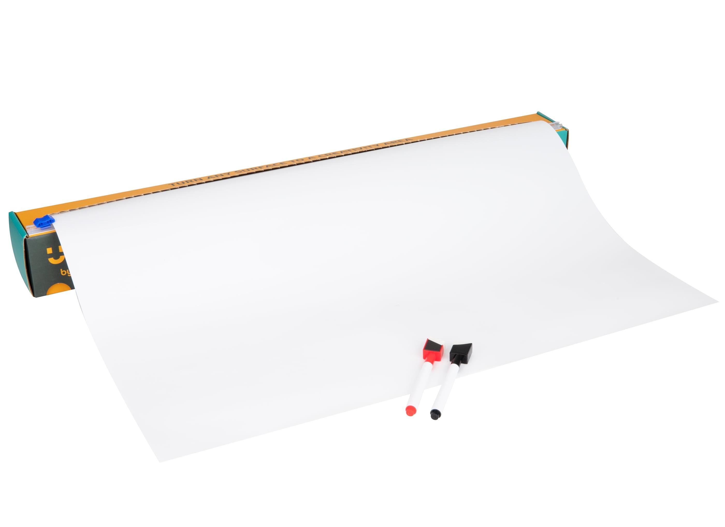 Mind Reader Adhesive Dry Erase Whiteboard Roll, 2 Dry Erase Markers, Planner, Office, 24 inches wide x 10 feet long | Wayfair
