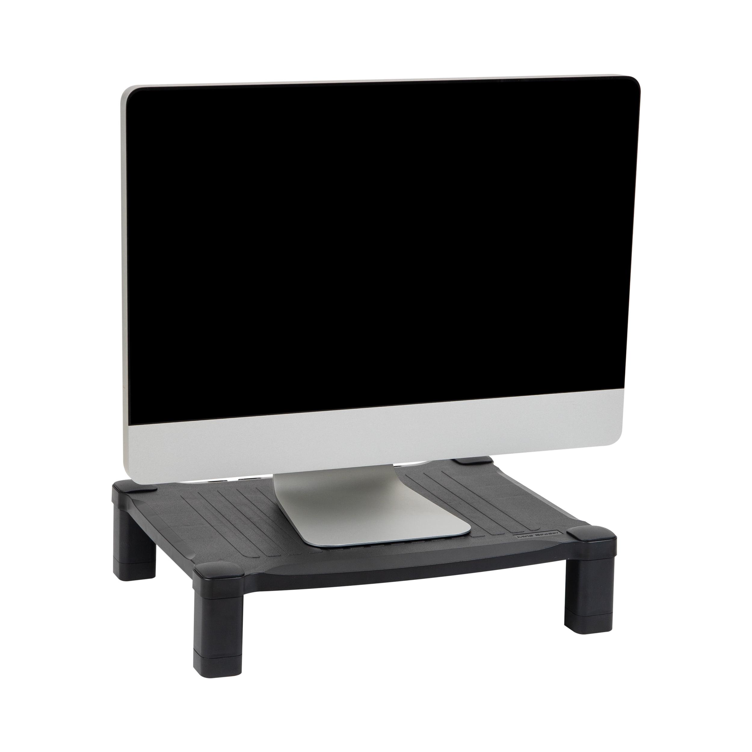 Black Adjustable Plastic Monitor Stand with Rubber Feet