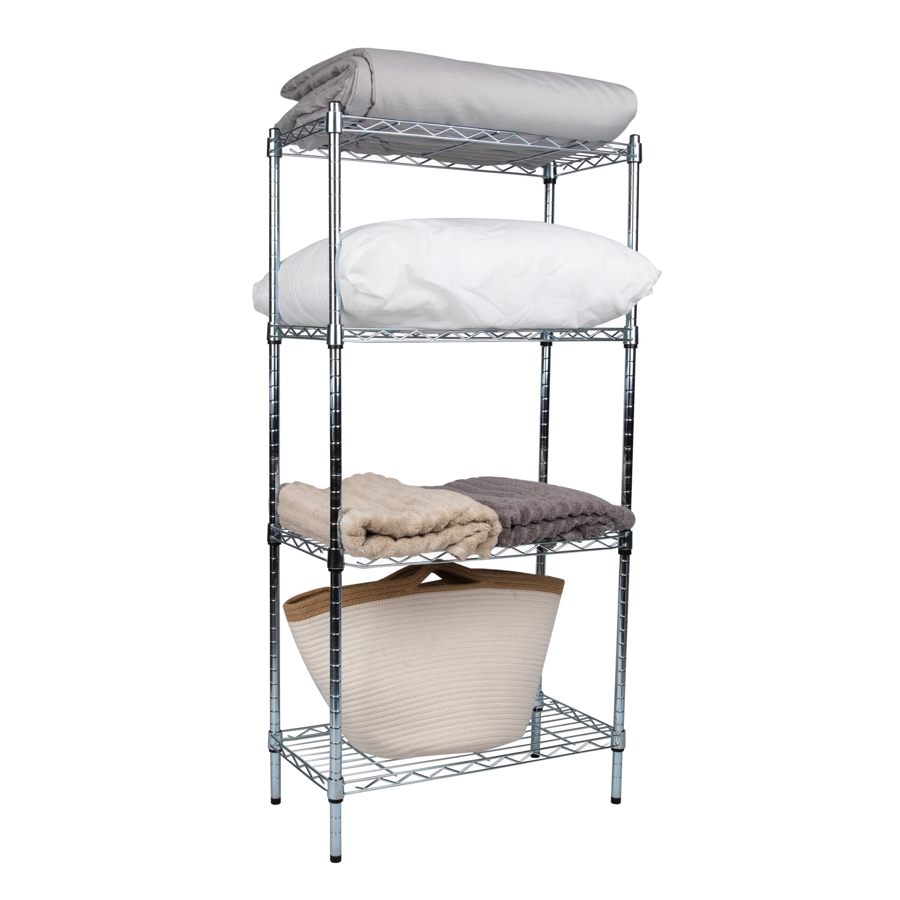 Industrial 4-Tier Chromed Steel Adjustable Shelving Unit, Silver