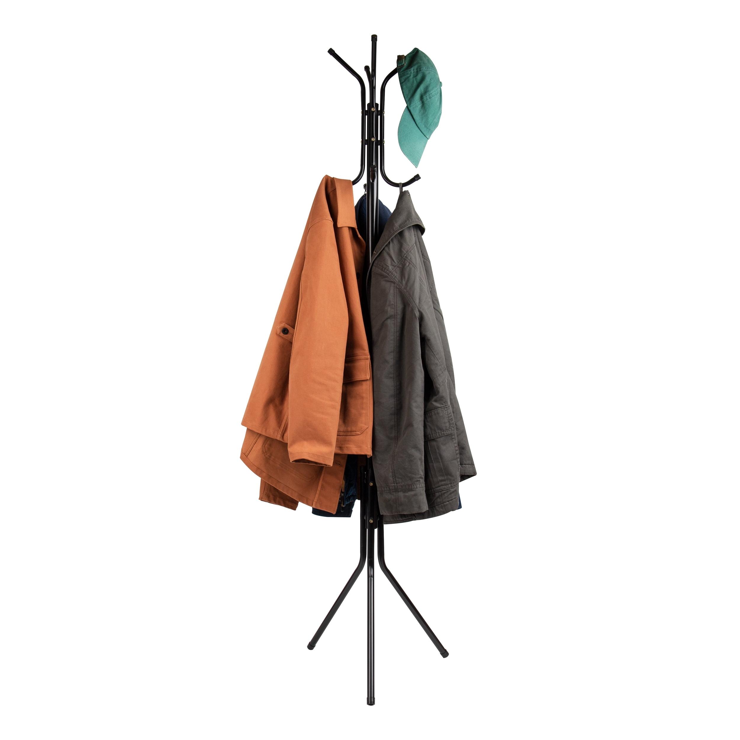 Coat Rack, Hall Tree, Freestanding, Coat Tree, Hat, Jacket, Purse, Metal, 14.75"L x 16.5"W x 69"H