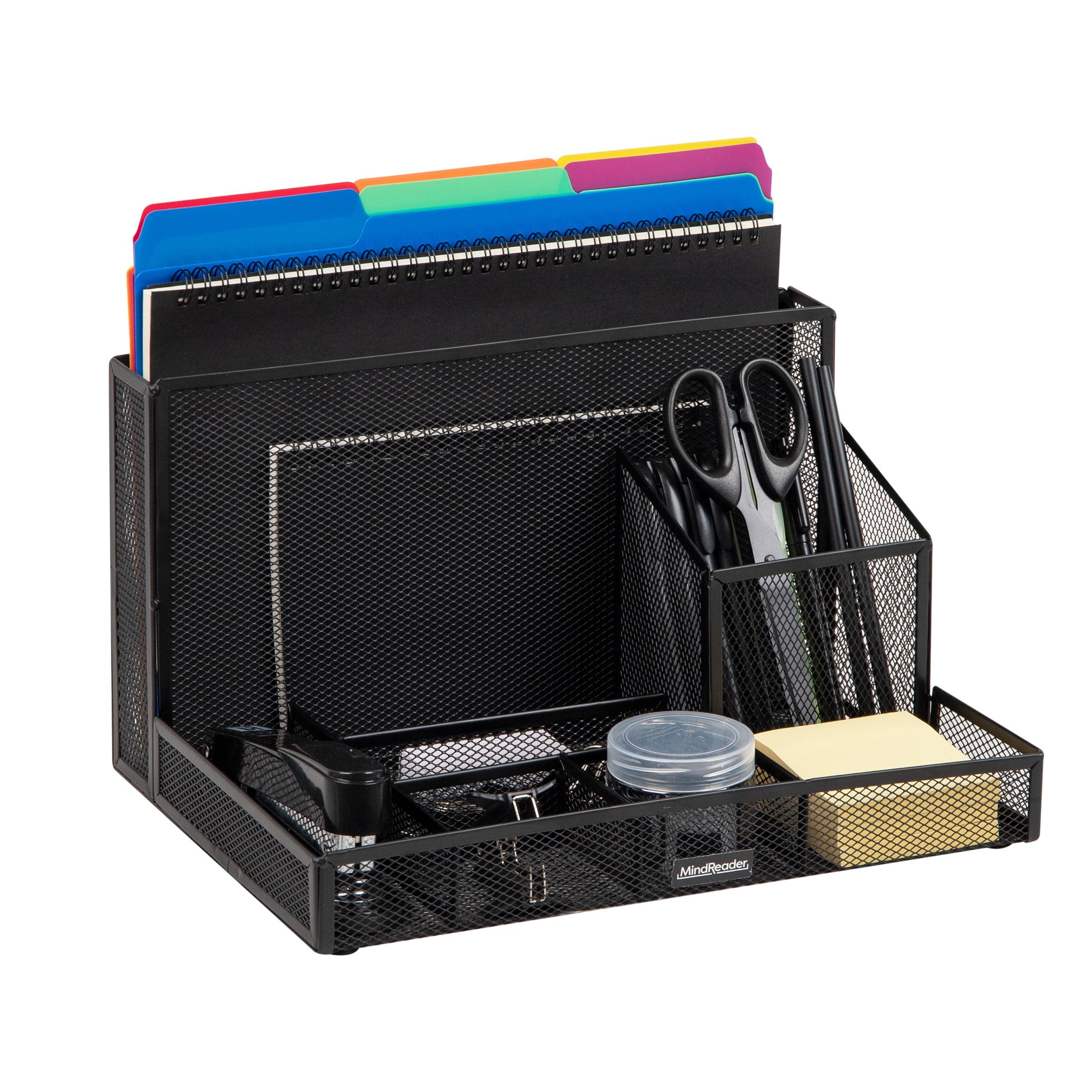 Black Metal Mesh Multi-Supply Desktop Organizer