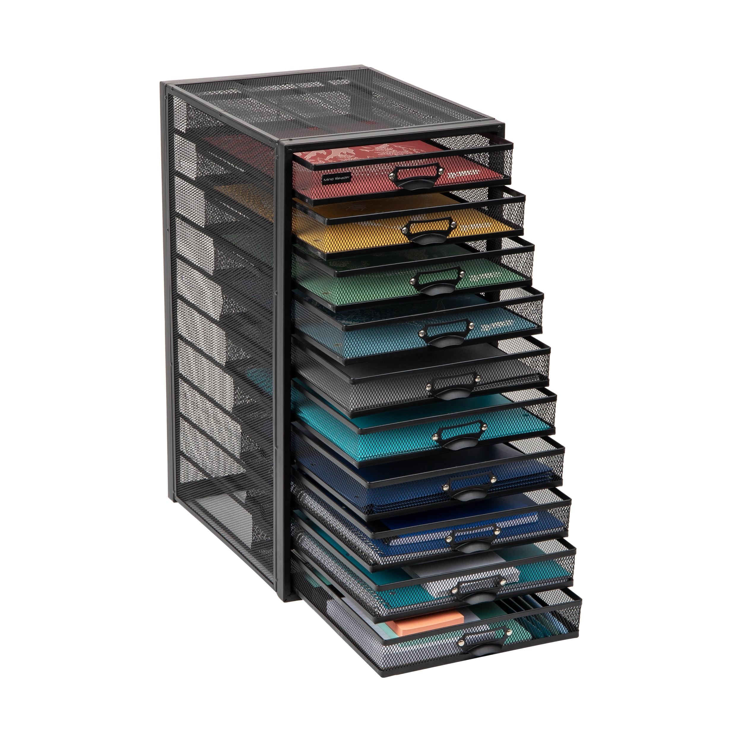 Mind Reader File Storage Drawers, Desk Organizer, Multi-Purpose, Metal, 10.75"L x 14"W x 21.25"H