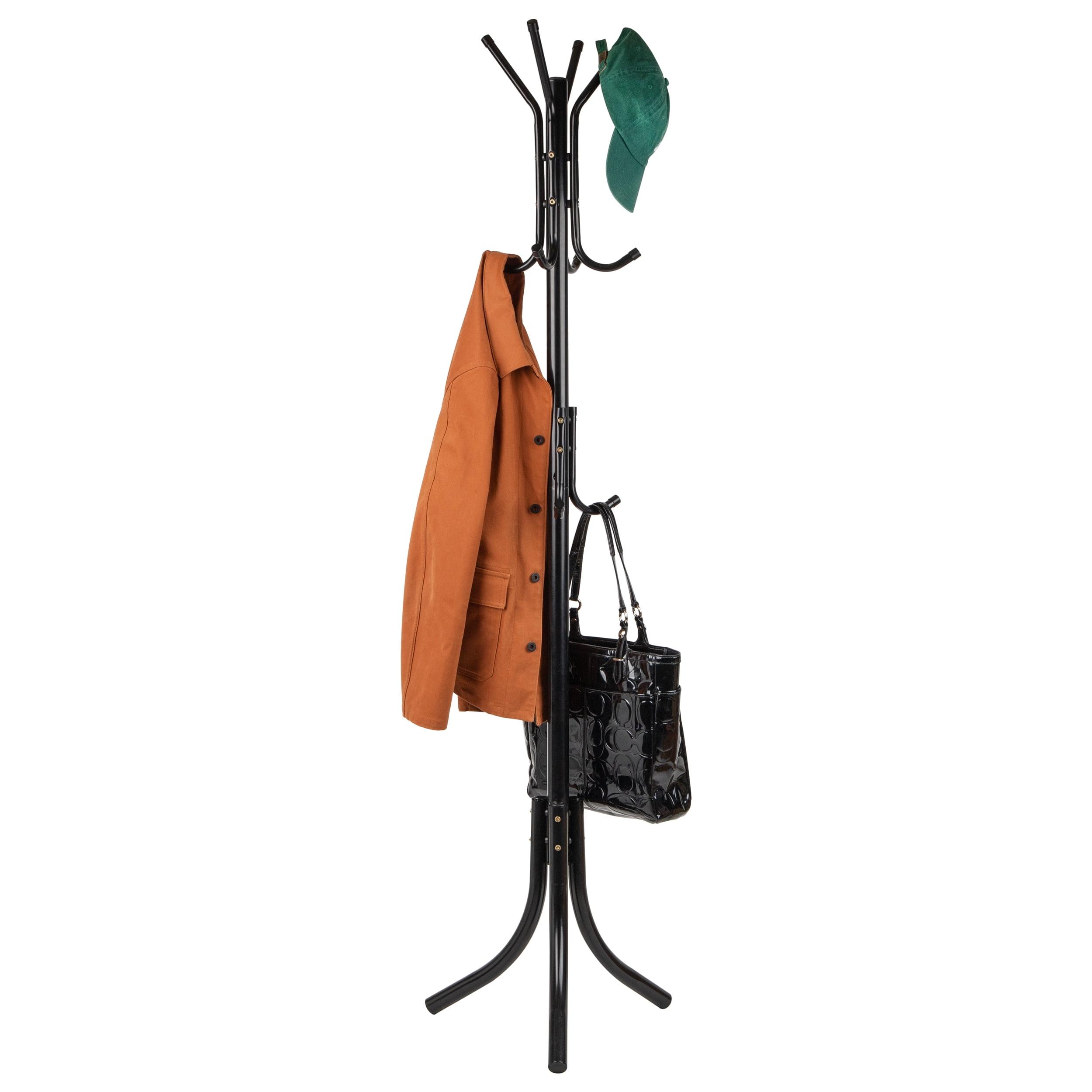 Black Metal 11-Hook Freestanding Coat Rack