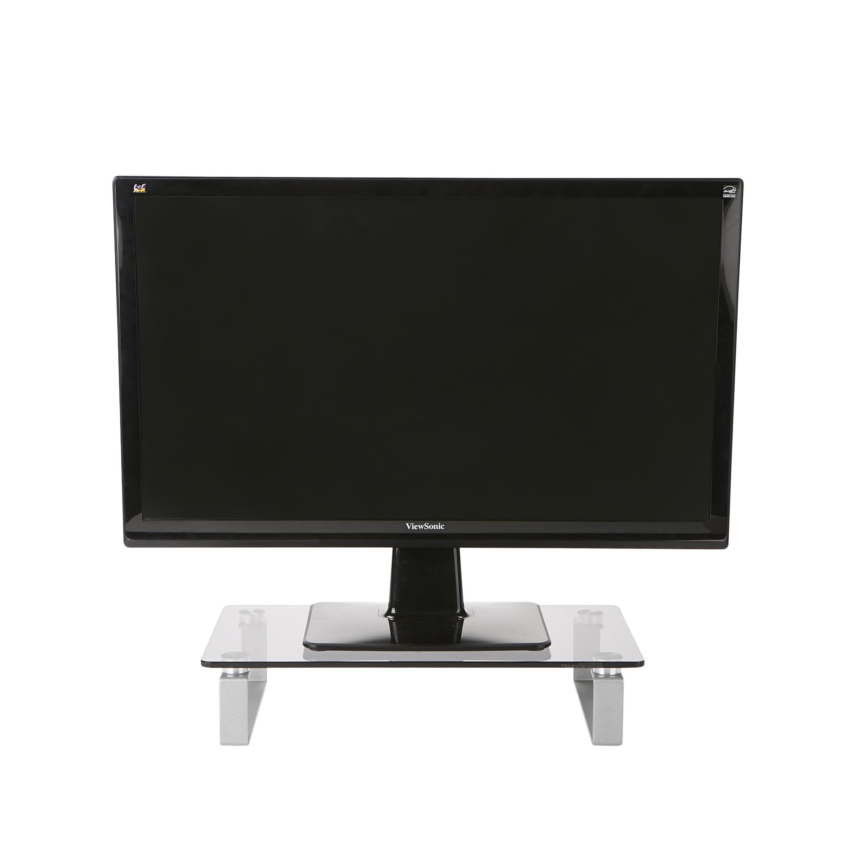 Elevate Clear Glass Monitor Stand with Organizational Space