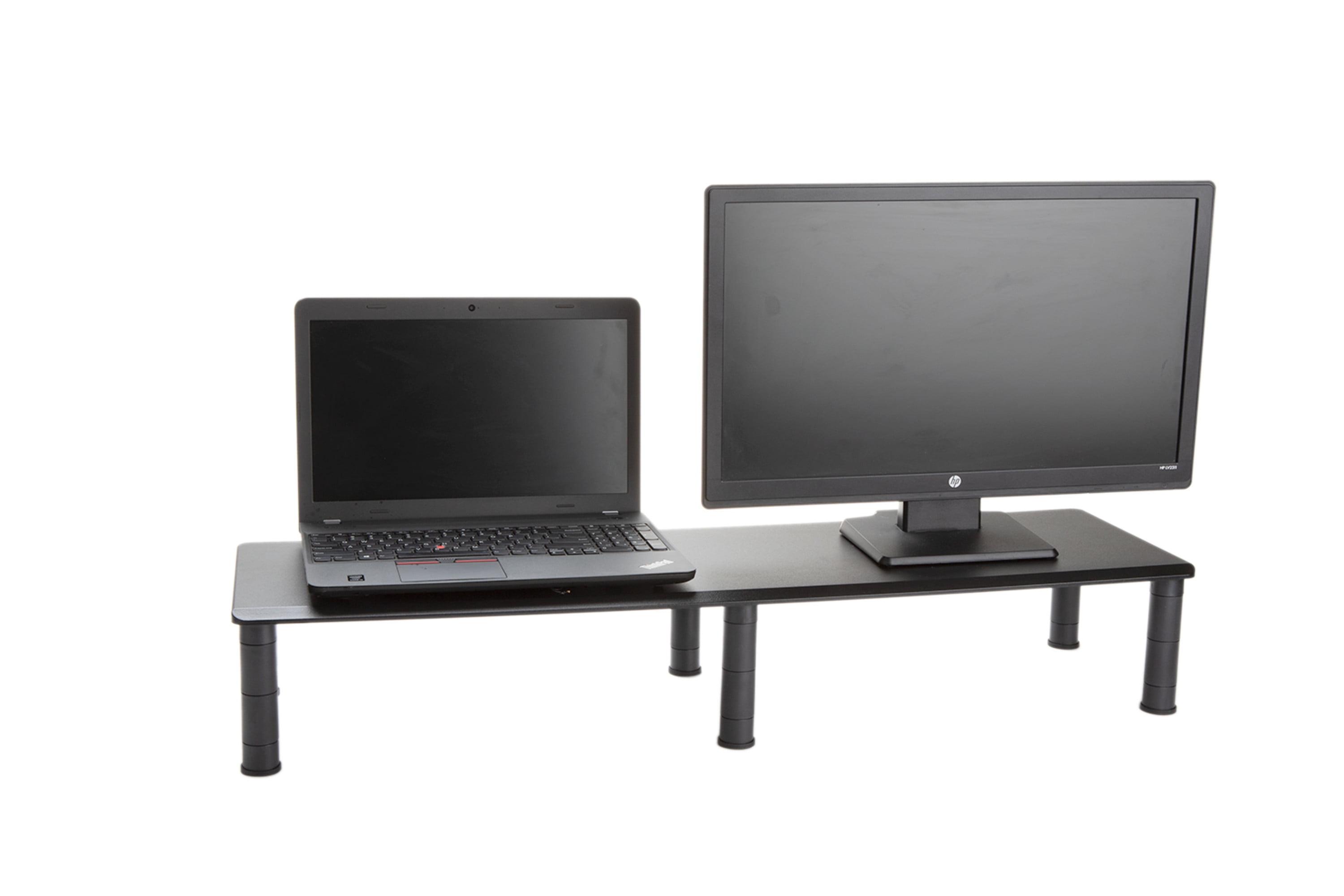 Black Adjustable MDF Dual Monitor Desktop Stand