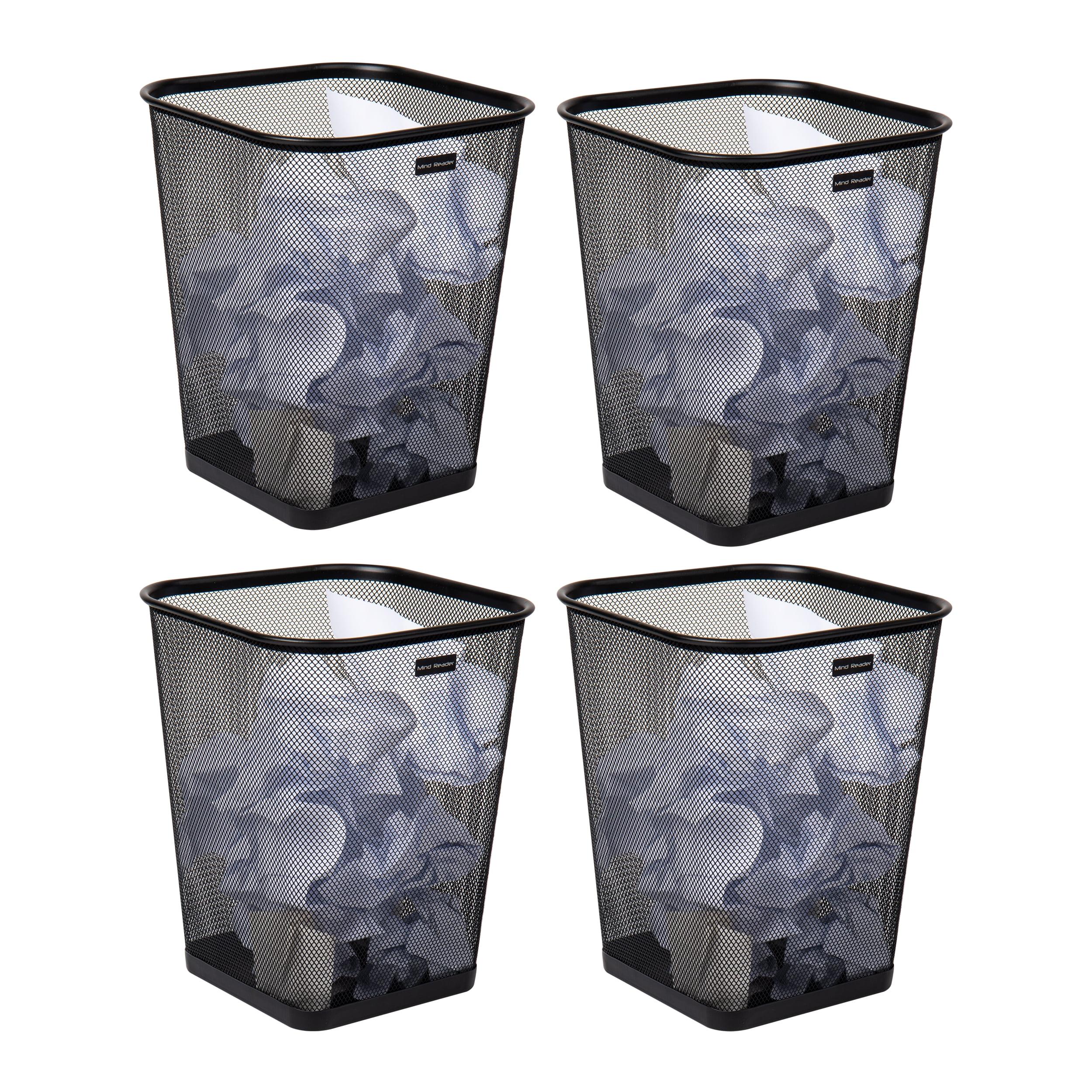 Black Stainless Steel Mesh Office Waste Baskets, Set of 4