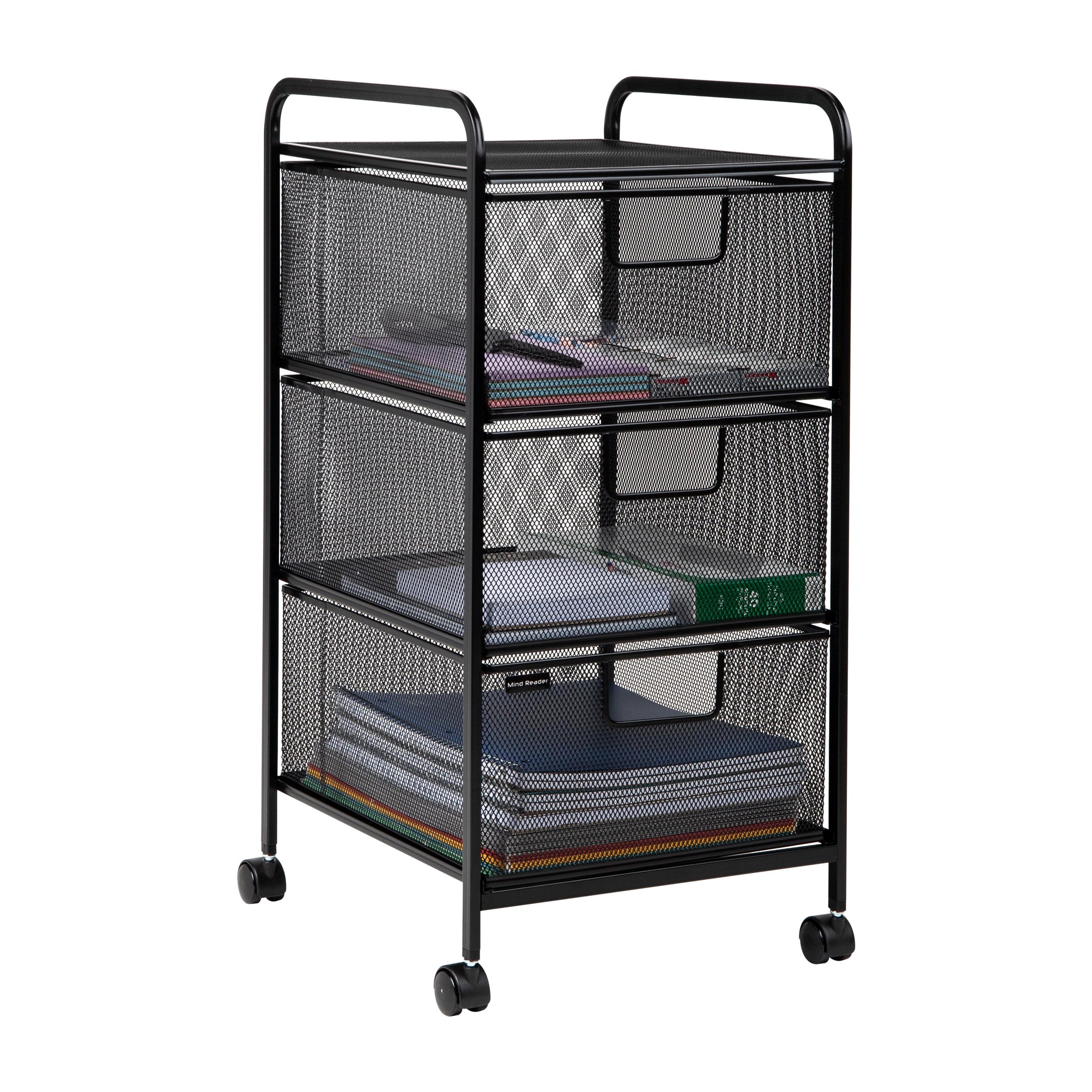 Mind Reader 3 Drawer Mesh Rolling Heavy Duty Multi-Purpose Cart