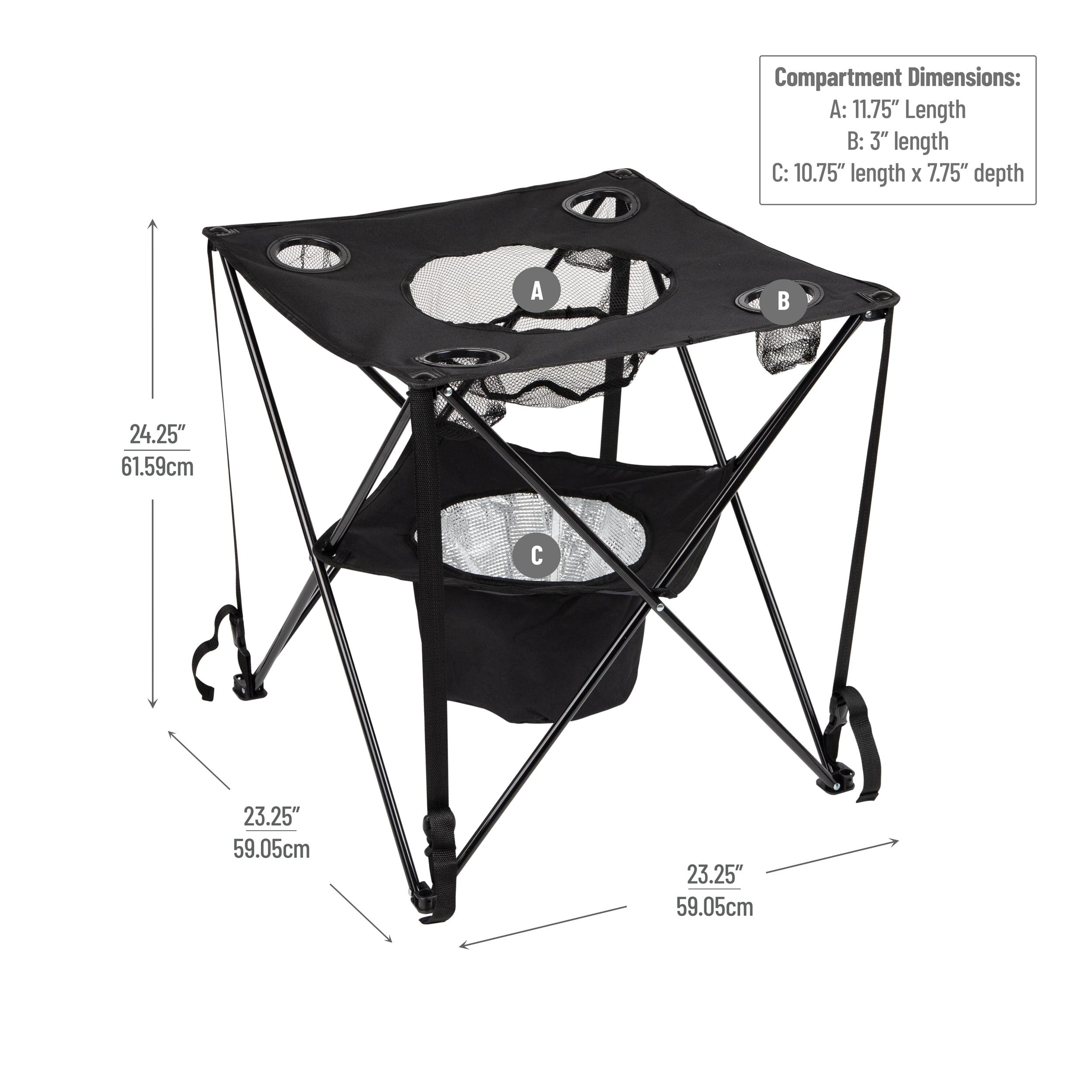 Mind Reader Tailgating Table Collapsible Folding Camping Table with Insulated Cooler, Food Basket, and Travel Bag for Barbeque, Picnic, Camping, and Tailgate