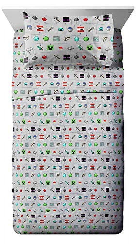 Minecraft Monster Hunters Twin Sheet Set - 3 Piece Set Super Soft and Cozy Kid’s Bedding Features Creepers