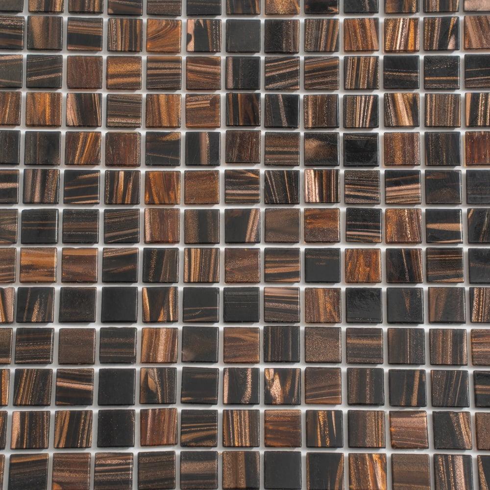 Mingles 12" x 12" Iridescent Brown Glass Mosaic Tile