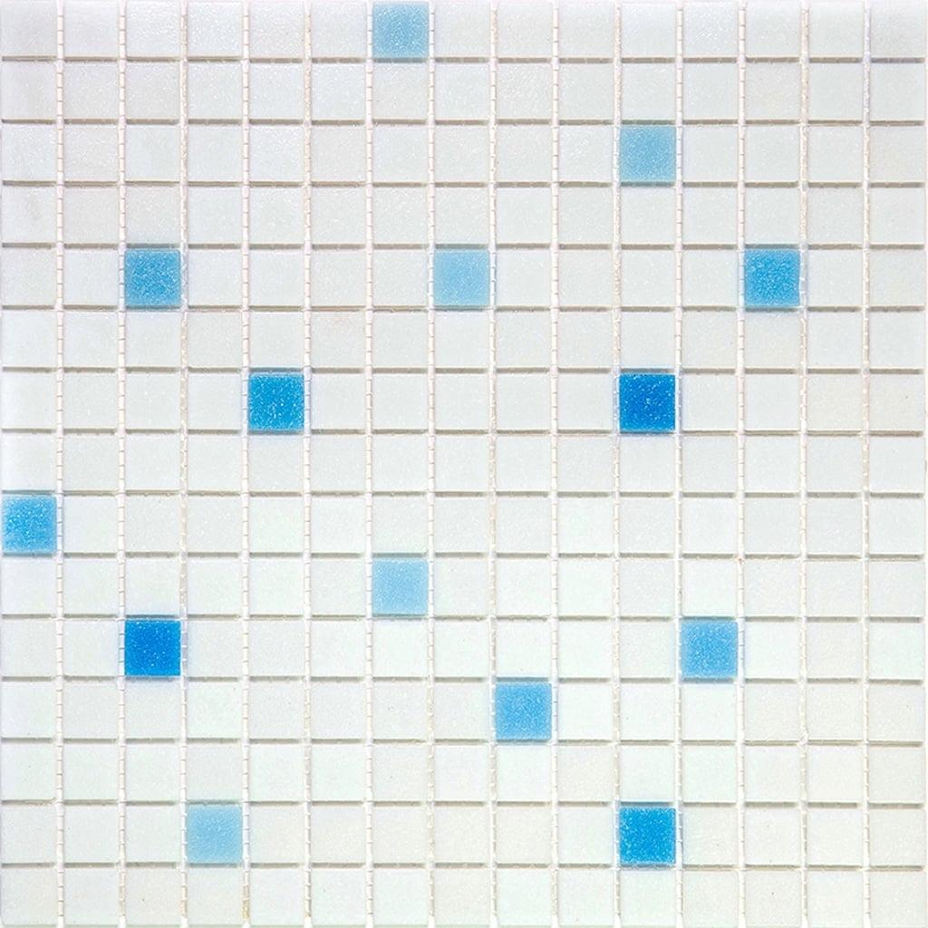 Mingles 12" x 12" Glossy Blue and White Glass Mosaic Tile